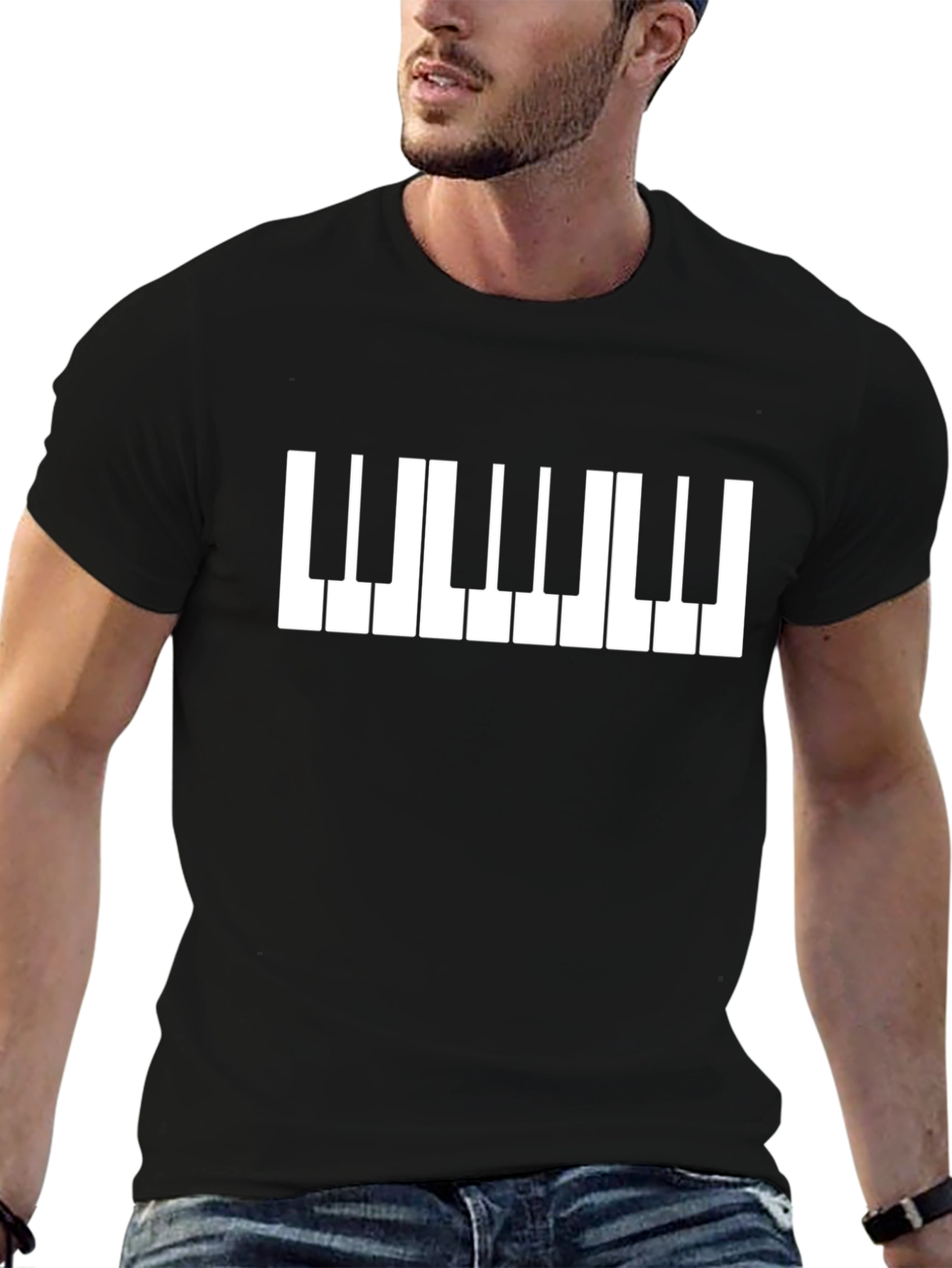 Piano Keys Graphic Tee - Black Cotton T-Shirt