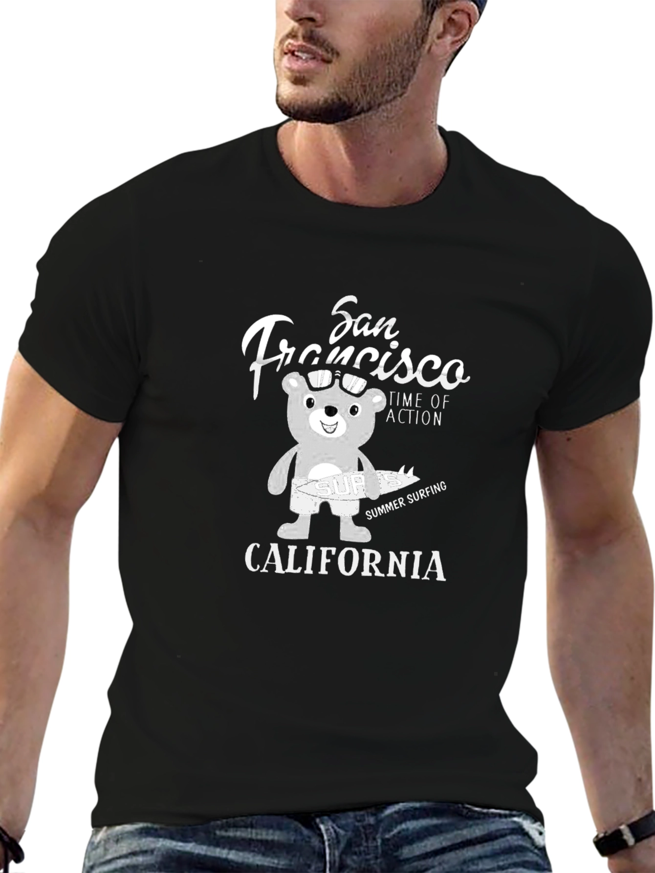 San Francisco Surfing Bear Graphic Tee