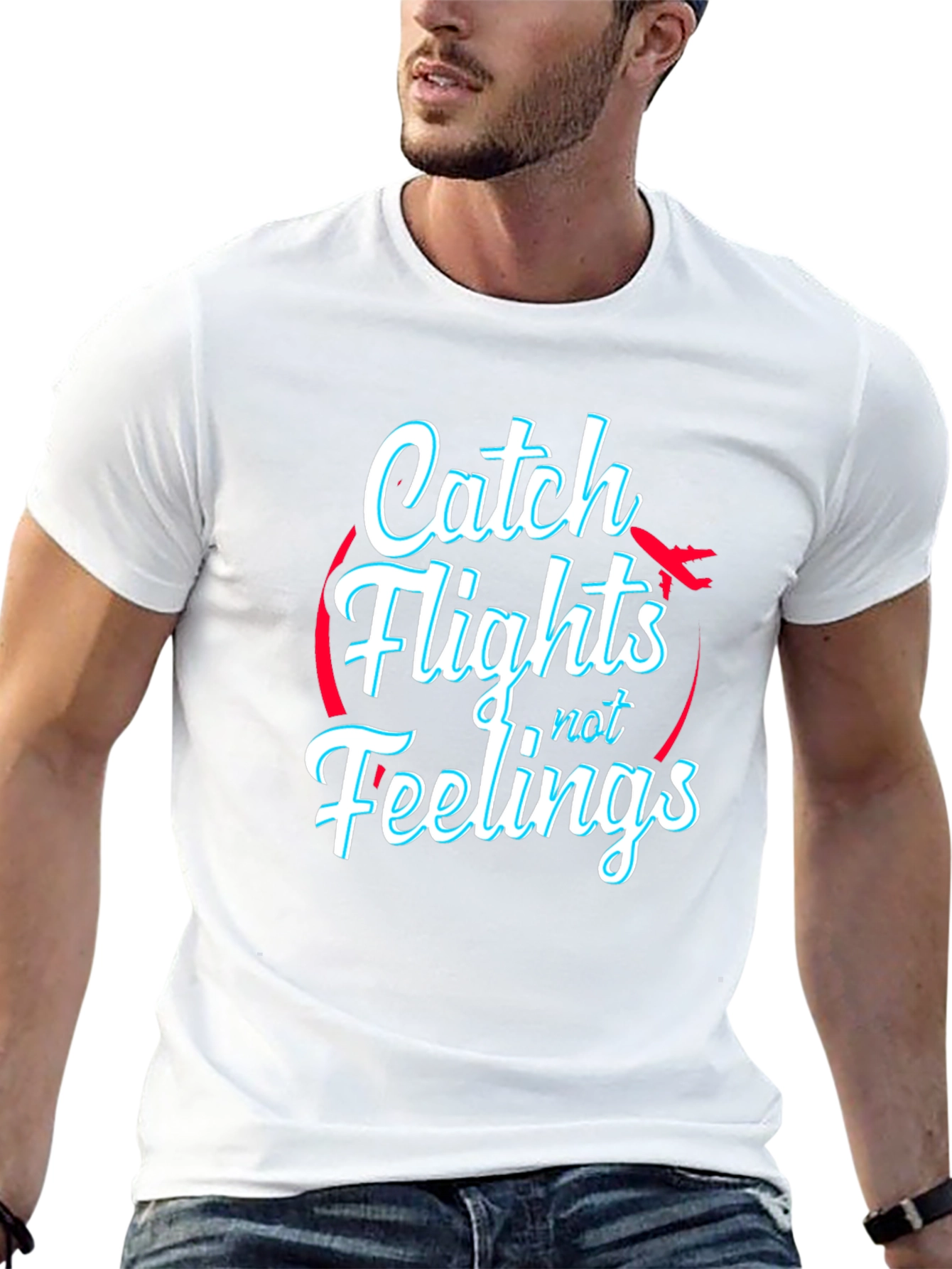 Catch Flights Not Feelings Black T-Shirt