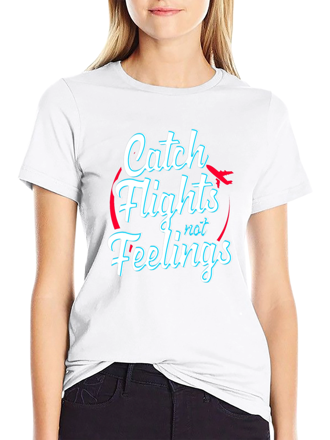 Catch Flights Not Feelings Black T-Shirt