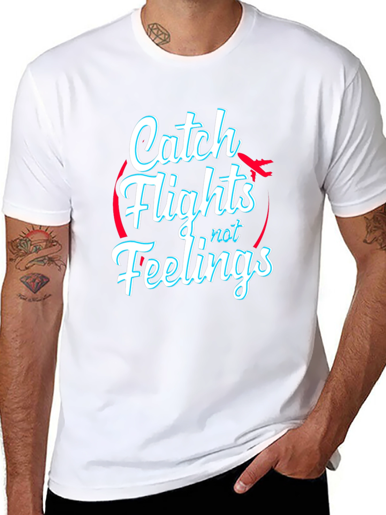 Catch Flights Not Feelings Black T-Shirt