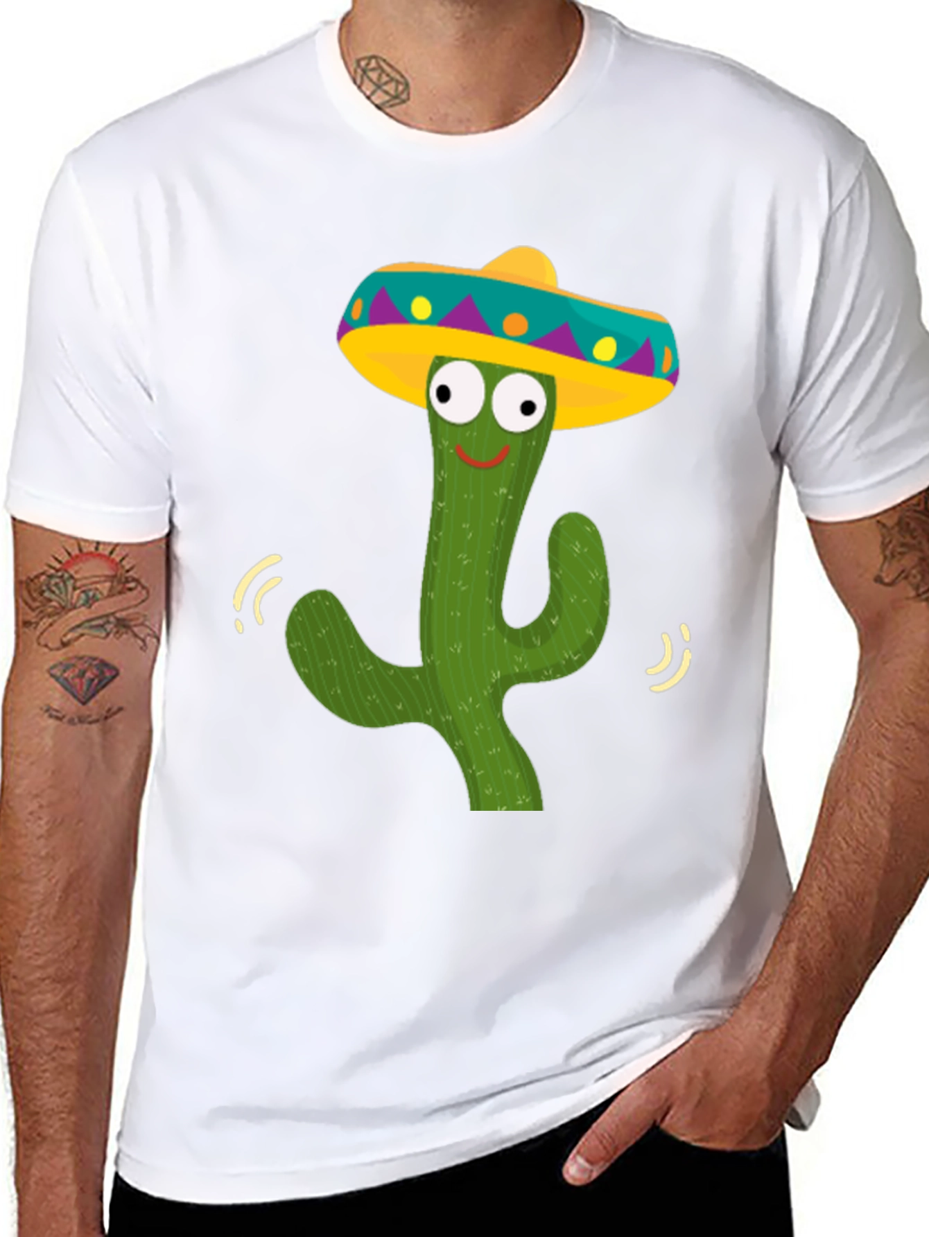 Funny Cactus Sombrero Graphic Tee - Fiesta Ready!