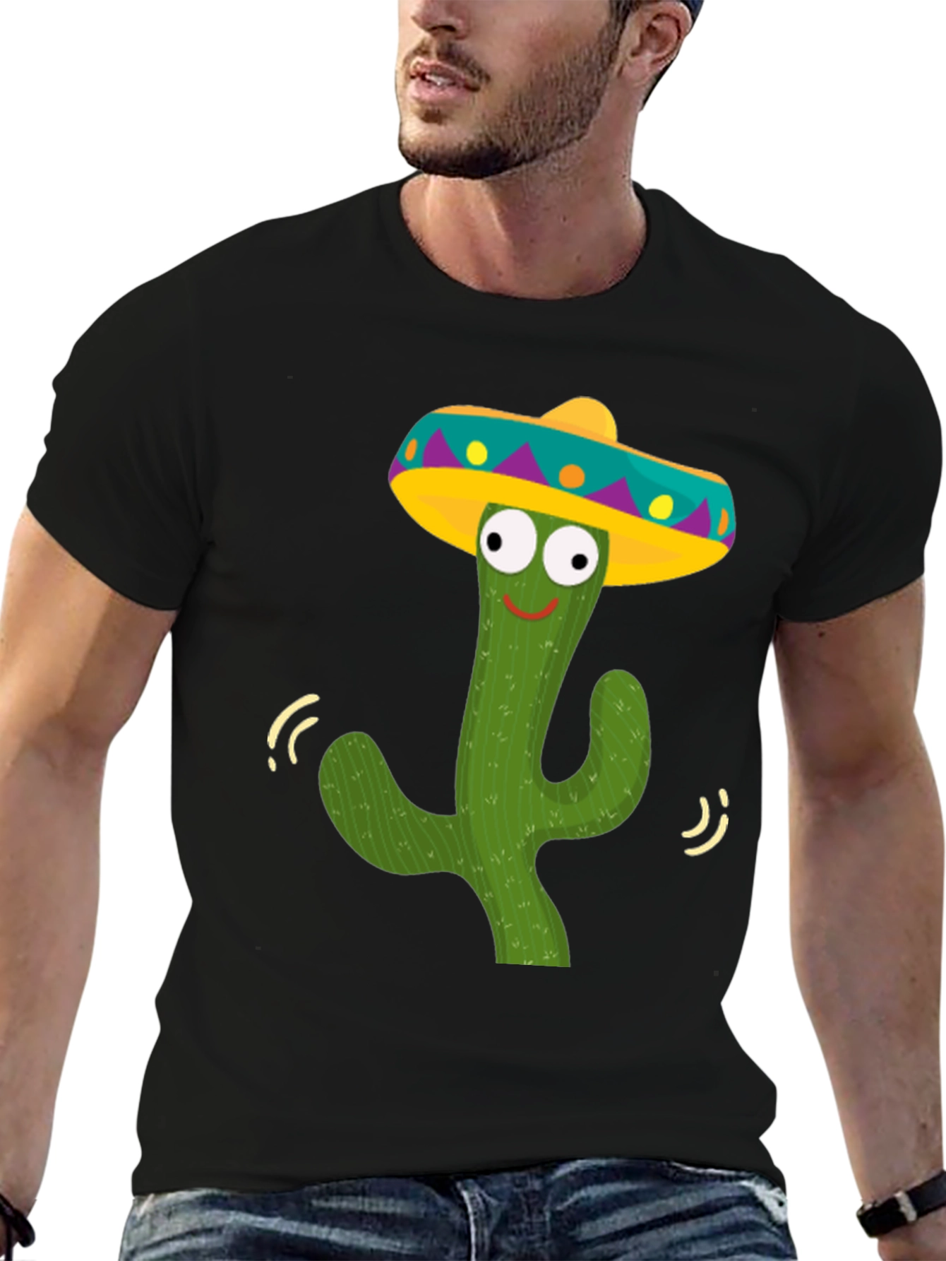 Funny Cactus Sombrero Graphic Tee - Fiesta Ready!