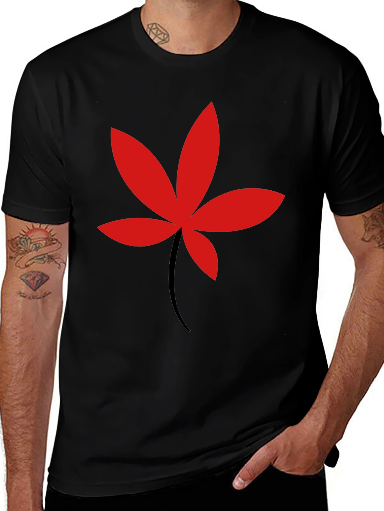 Bold Leaf Graphic Tee - Mens Black T-Shirt