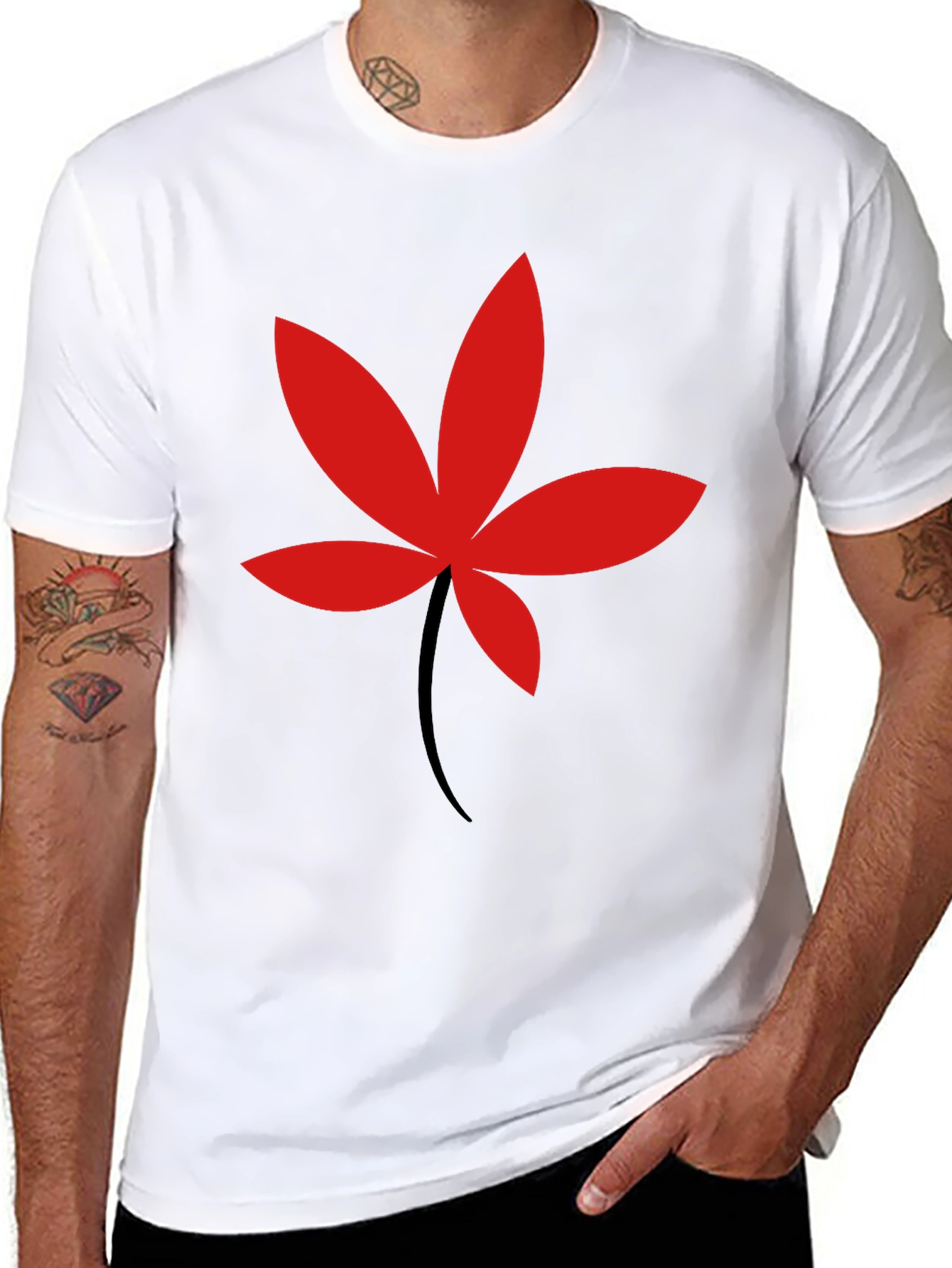 Bold Leaf Graphic Tee - Mens Black T-Shirt