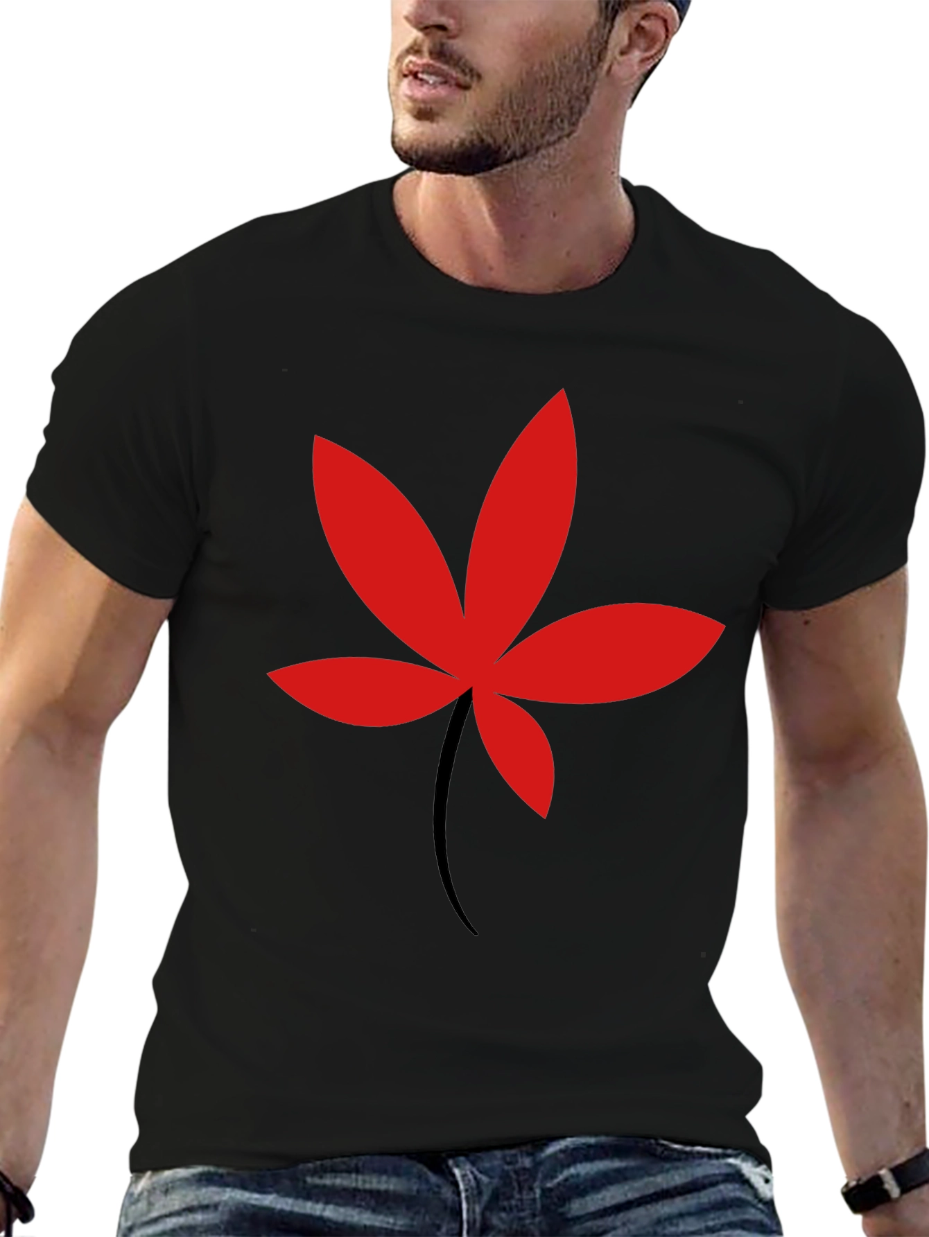 Bold Leaf Graphic Tee - Mens Black T-Shirt