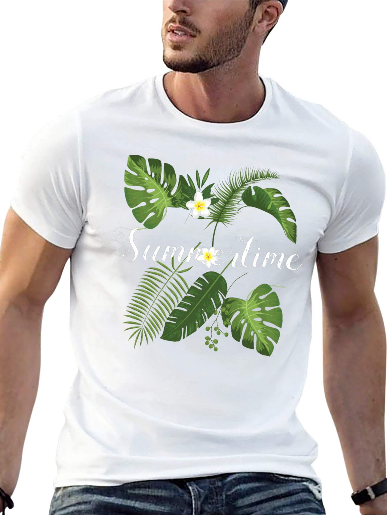 Tropical Summertime Graphic Black Tee