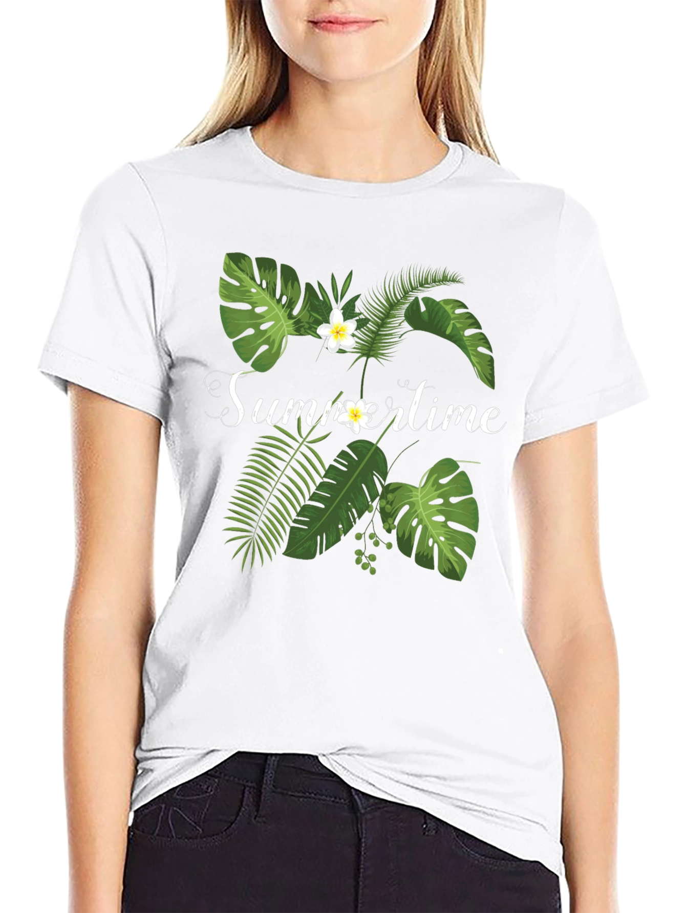 Tropical Summertime Graphic Black Tee