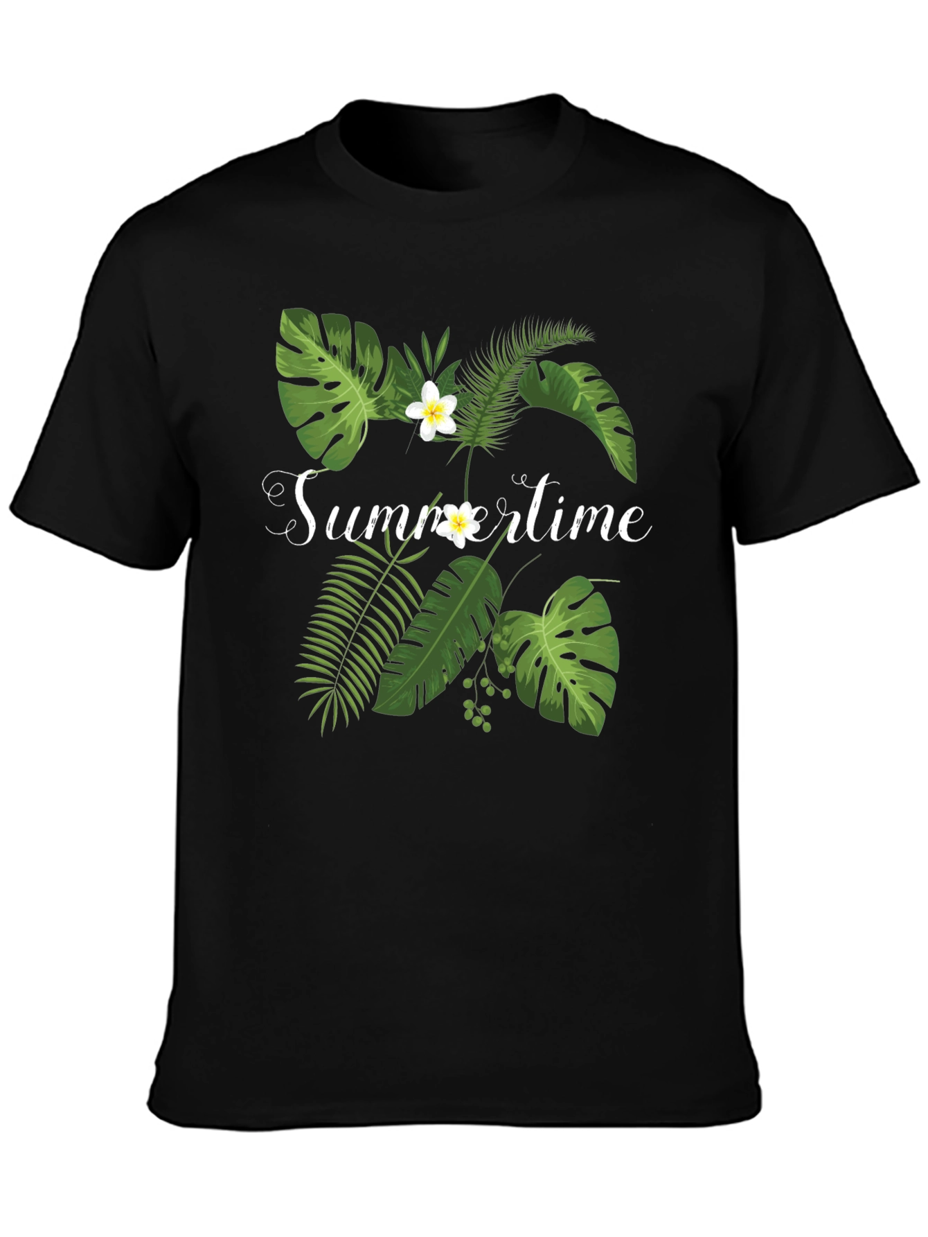 Tropical Summertime Graphic Black Tee