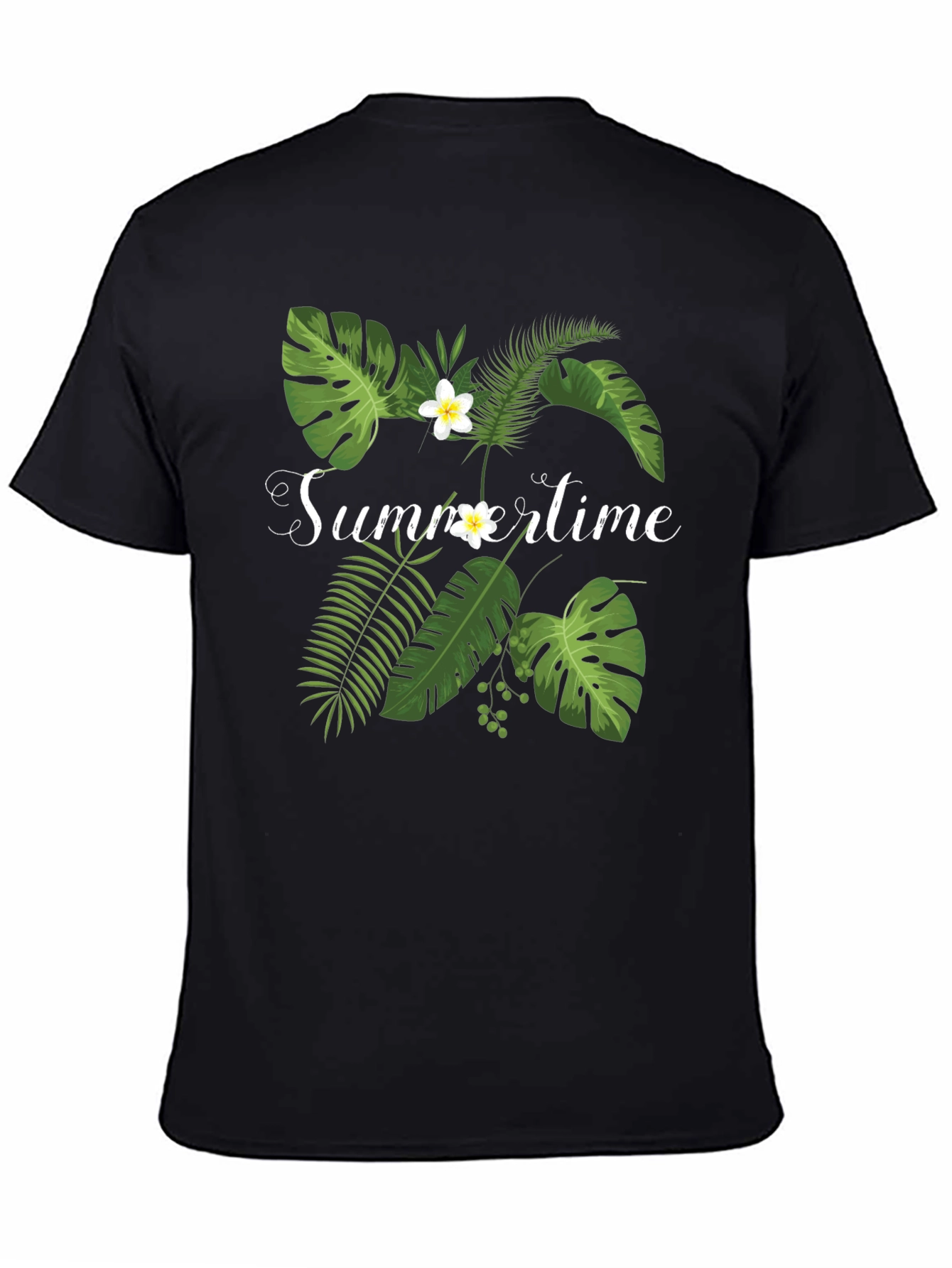 Tropical Summertime Graphic Black Tee