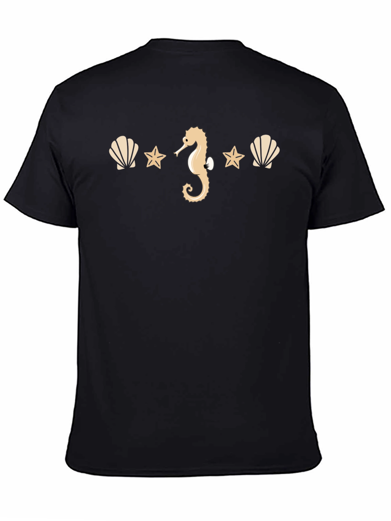 Beach Theme Tee: Seashells Stars & Seahorse Design