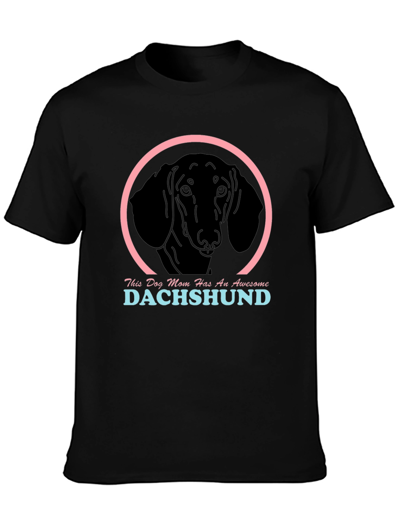 Dachshund Mom Graphic Tee - Black Cotton Shirt