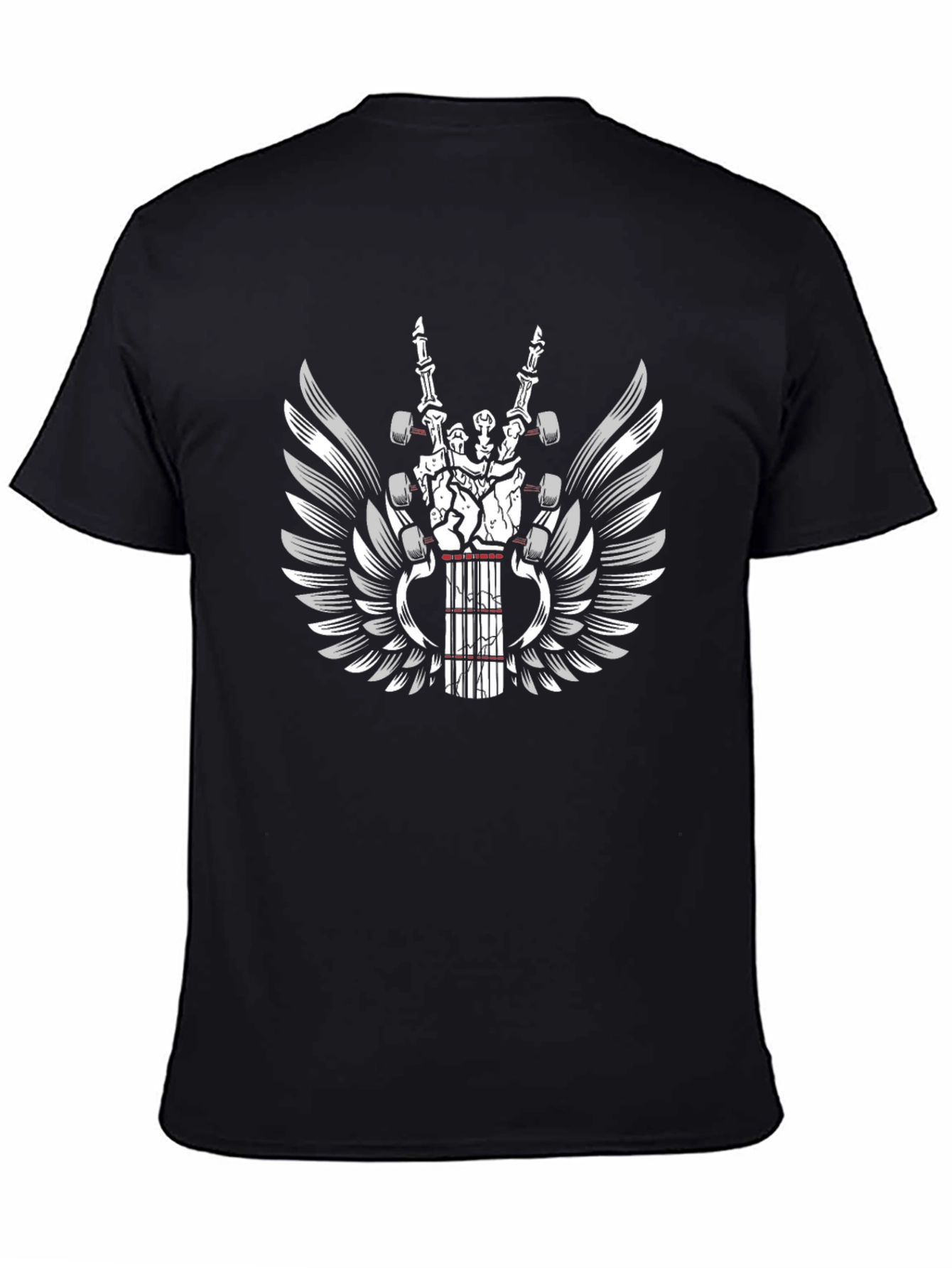 Rock Hand Guitar Wings Graphic T-Shirt