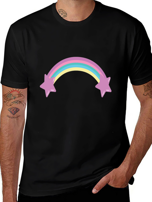 Rainbow Star T-Shirt - Black Cotton Blend