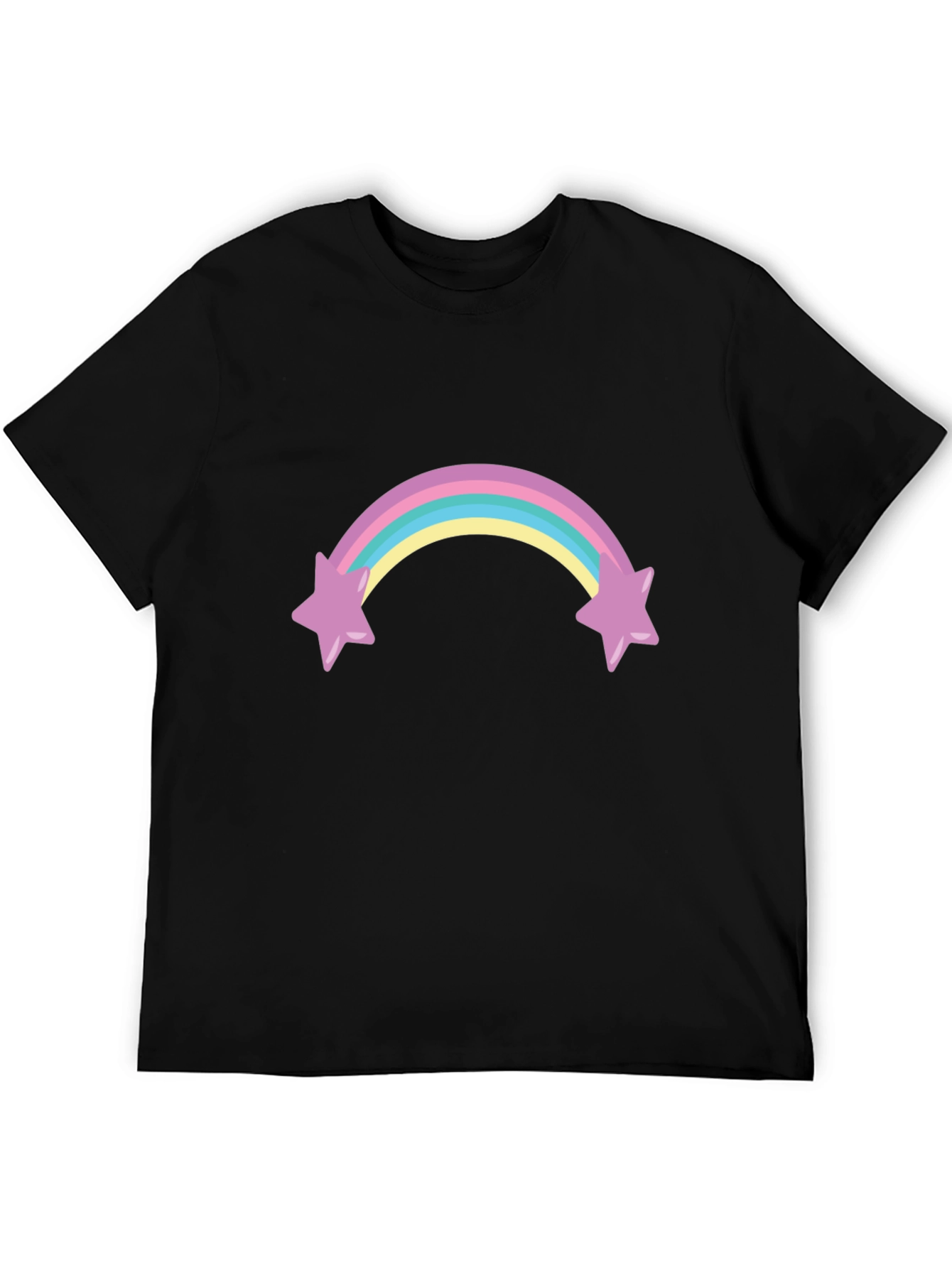 Rainbow Star T-Shirt - Black Cotton Blend