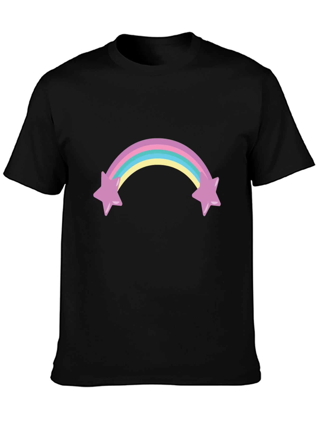 Rainbow Star T-Shirt - Black Cotton Blend