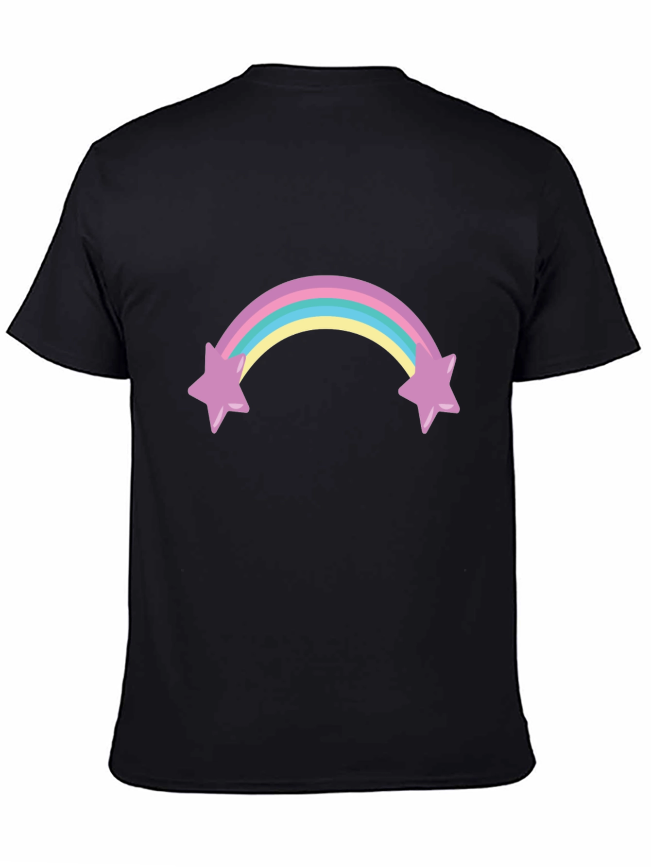 Rainbow Star T-Shirt - Black Cotton Blend
