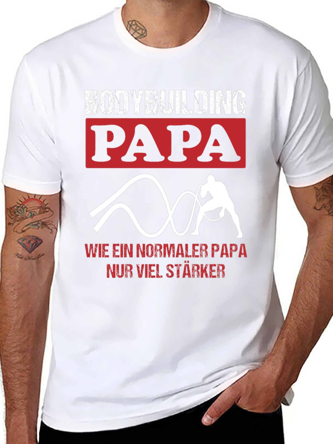 Bodybuilding Papa T-Shirt - Strong Dad Workout Tee