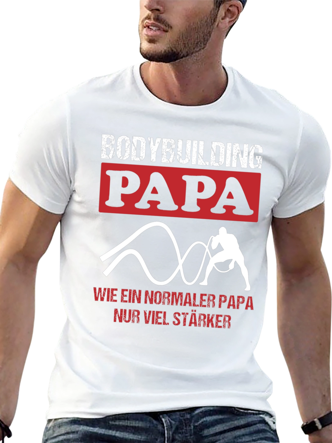 Bodybuilding Papa T-Shirt - Strong Dad Workout Tee