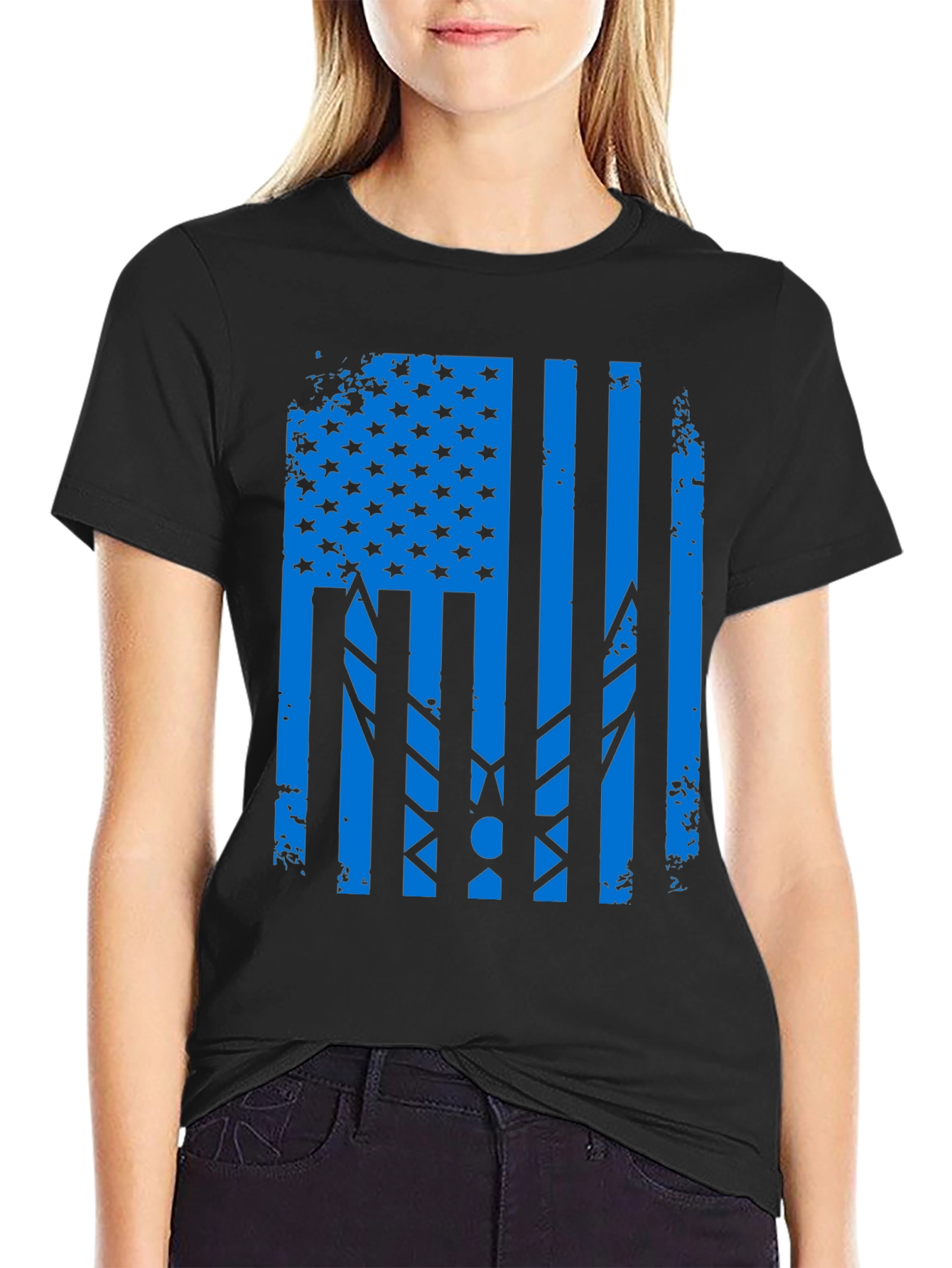 Distressed USA Air Force Flag Graphic T-Shirt