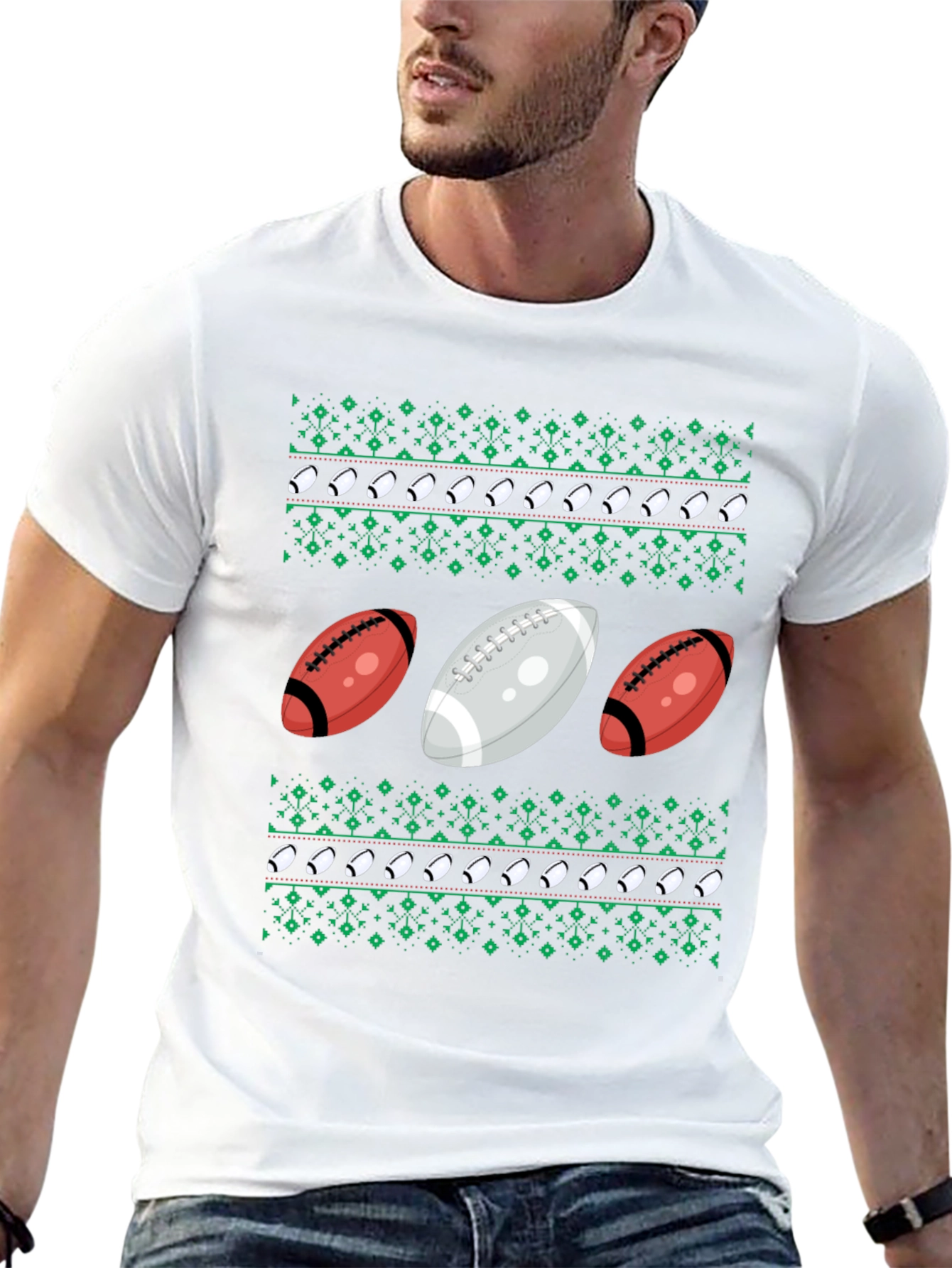 Festive Football Patterned T-Shirt
