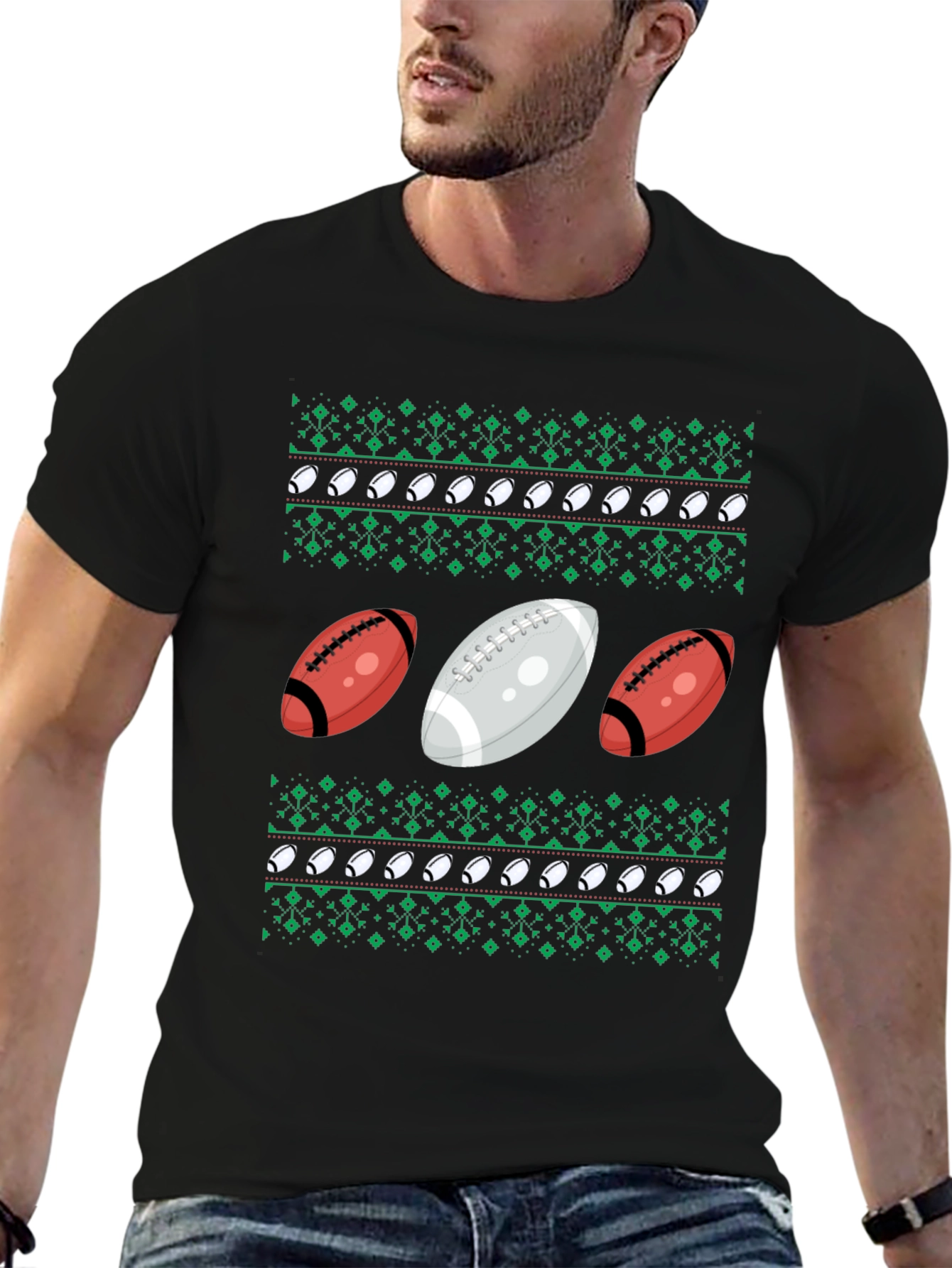 Festive Football Patterned T-Shirt