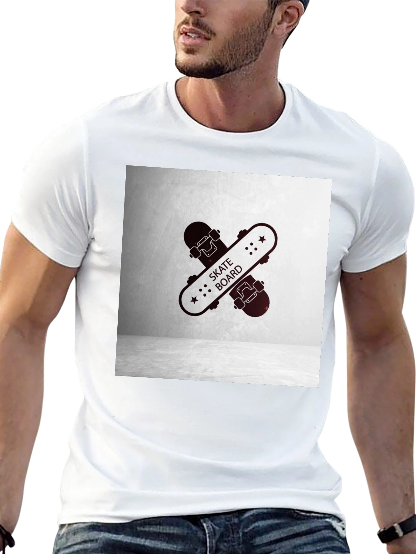 Black Skateboard Graphic Tee - Casual Streetwear Style