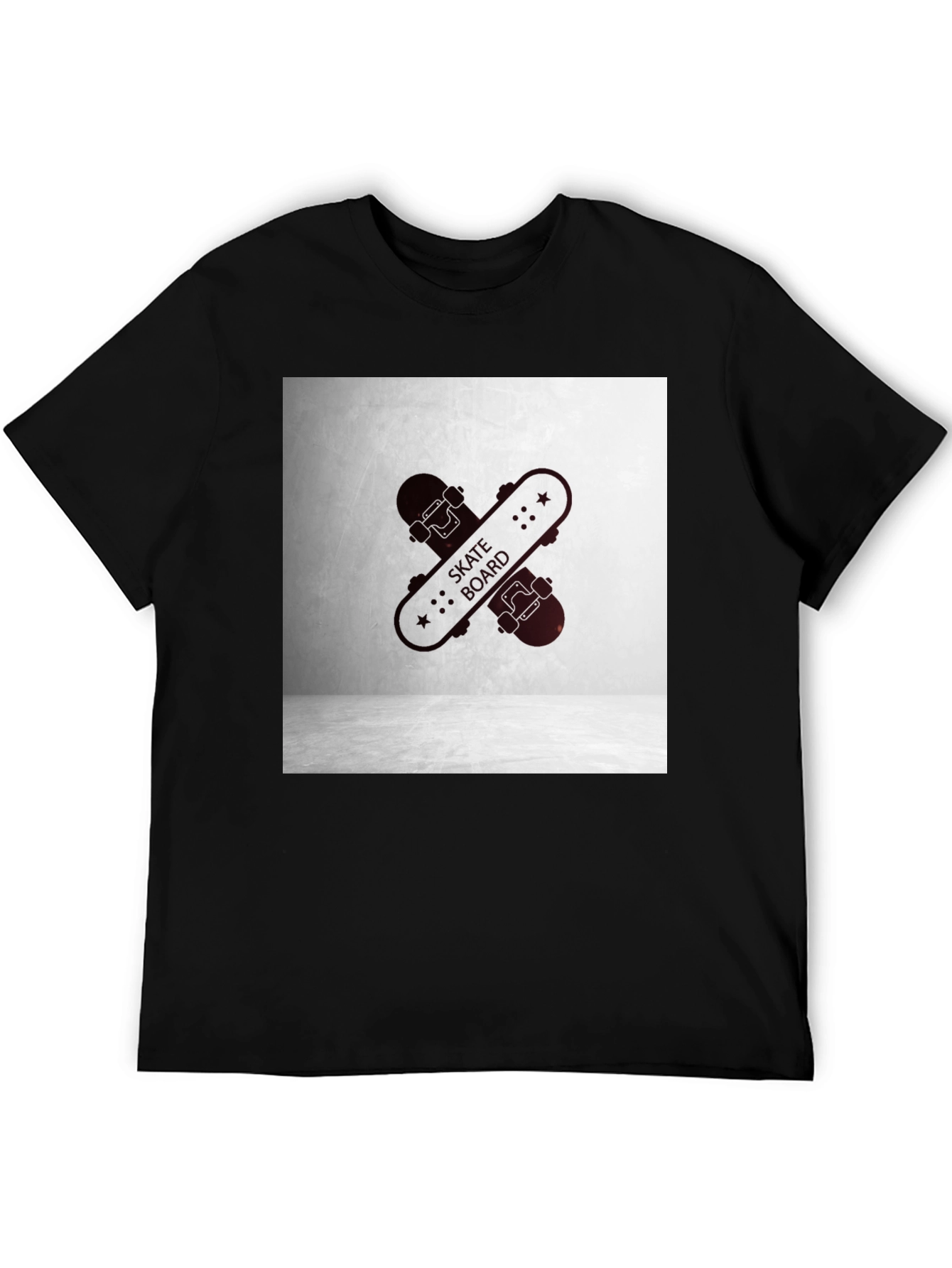 Black Skateboard Graphic Tee - Casual Streetwear Style