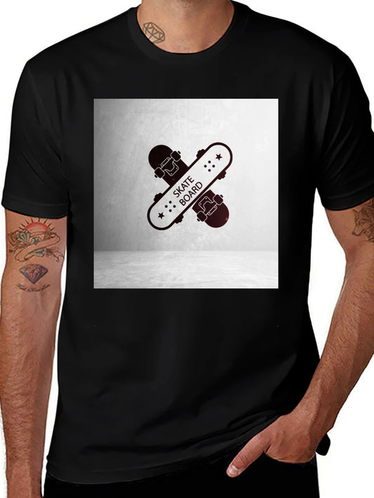 Black Skateboard Graphic Tee - Casual Streetwear Style