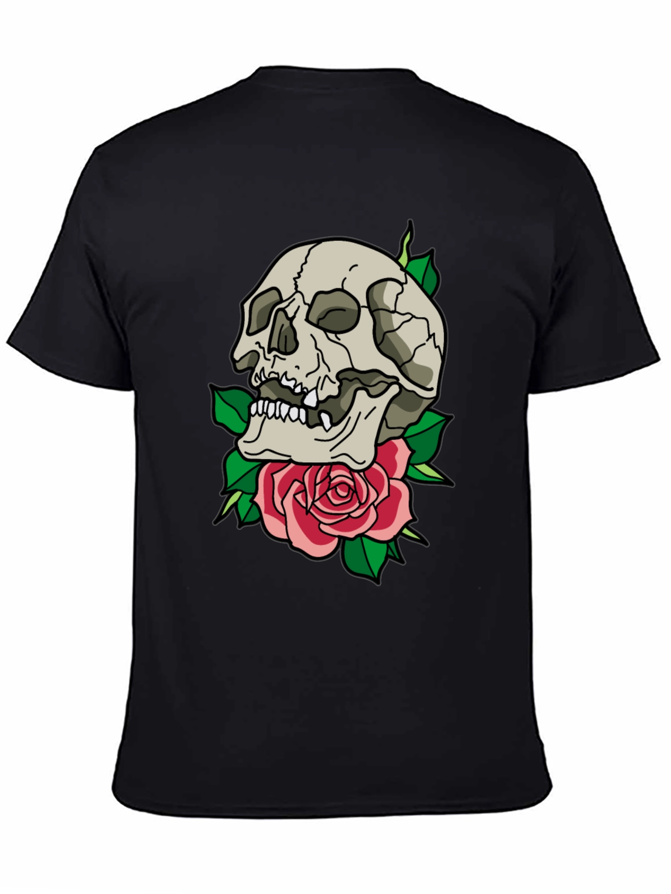 Skull & Rose Graphic T-Shirt - Trendy Casual Tee