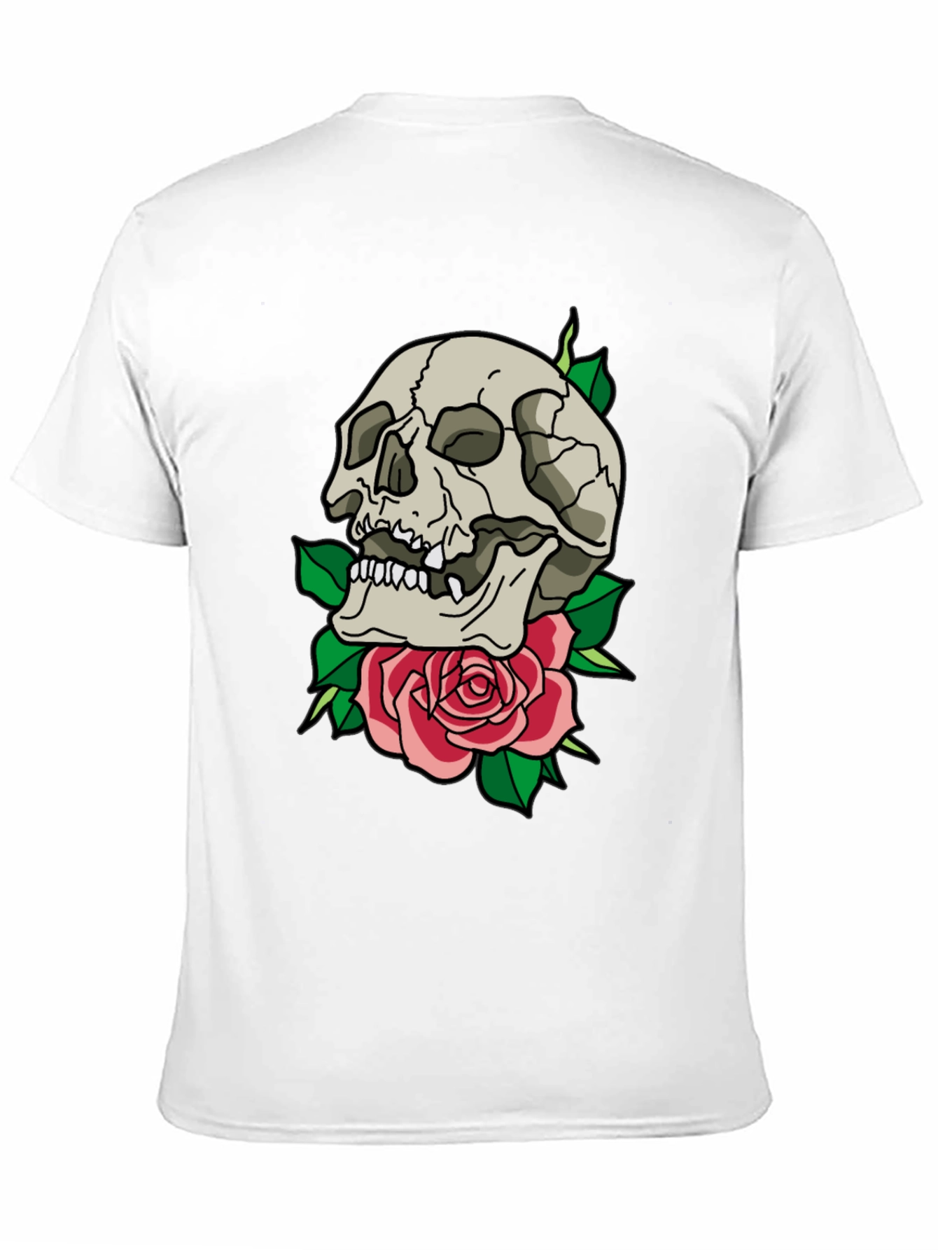 Skull & Rose Graphic T-Shirt - Trendy Casual Tee
