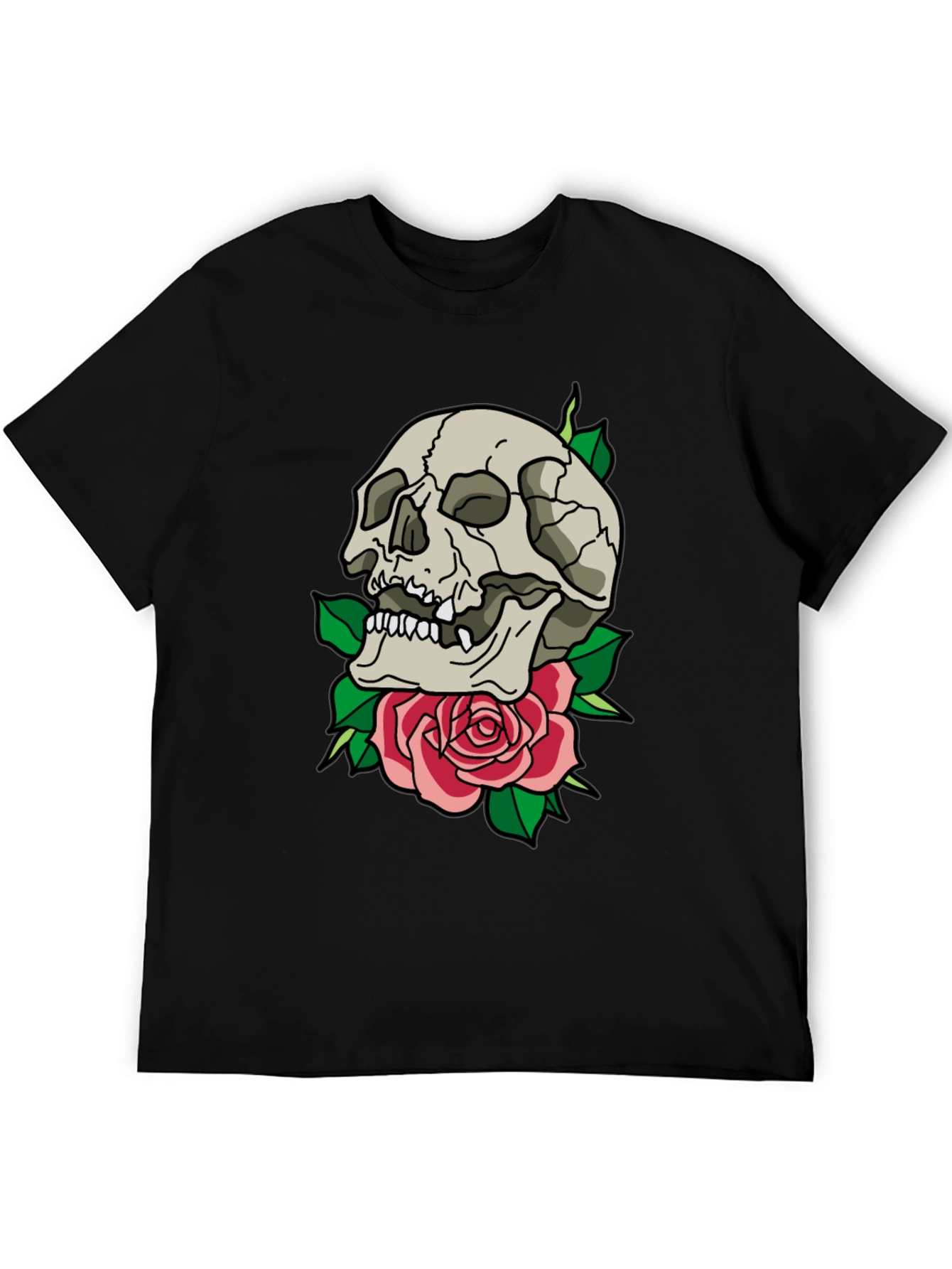 Skull & Rose Graphic T-Shirt - Trendy Casual Tee