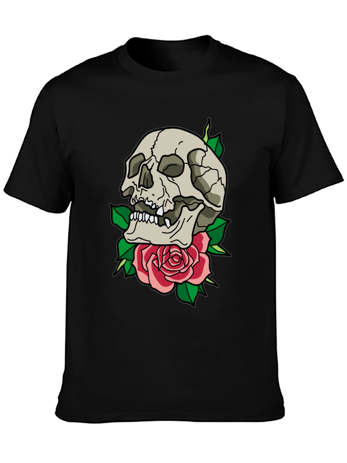 Skull & Rose Graphic T-Shirt - Trendy Casual Tee