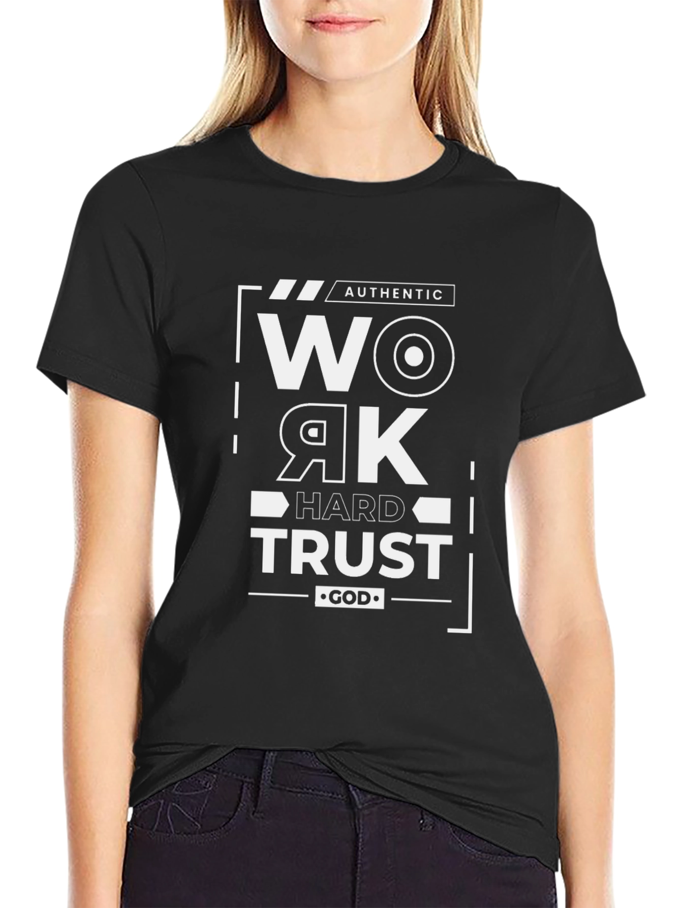 Work Hard Trust God Black Graphic Tee