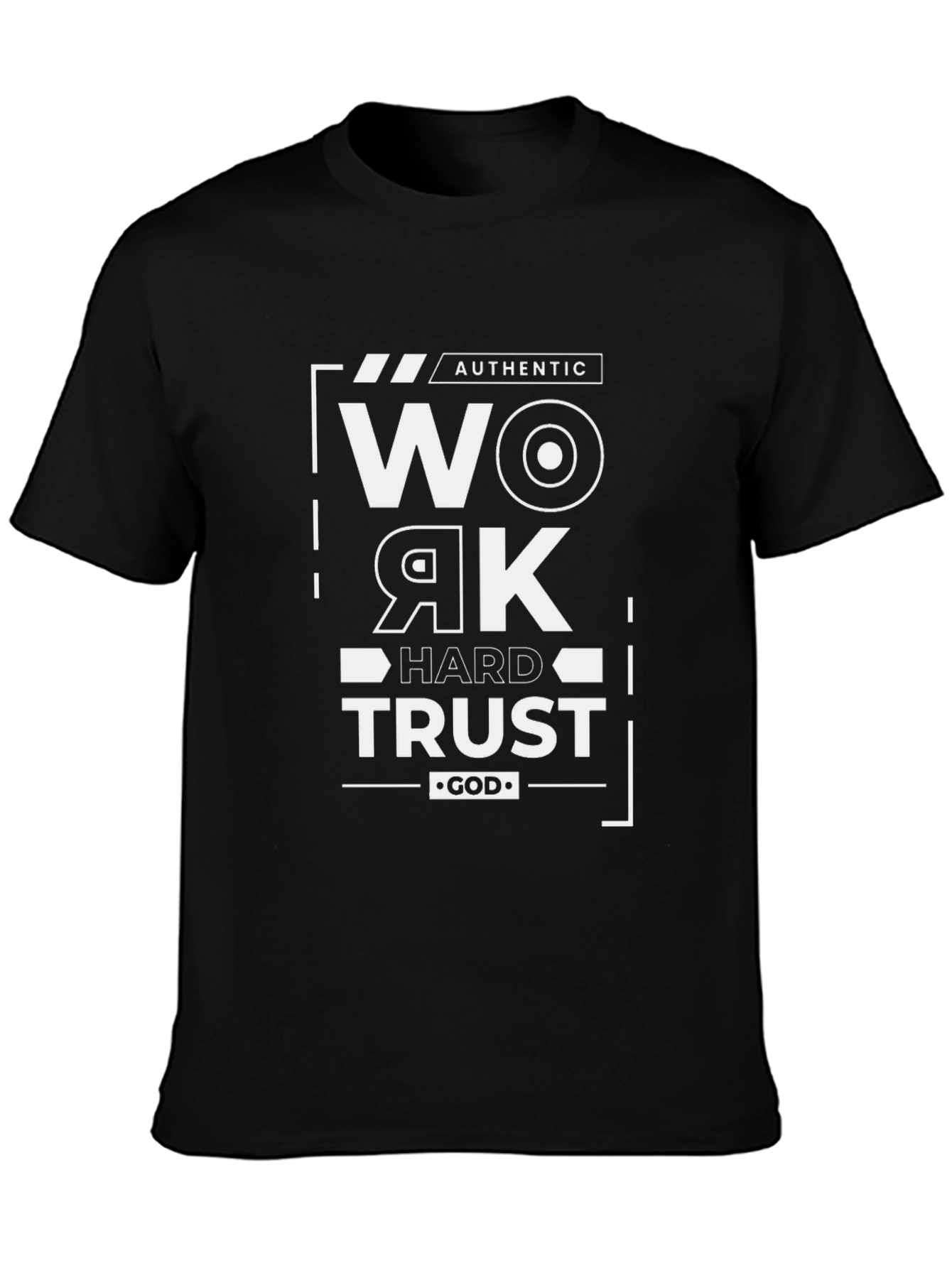 Work Hard Trust God Black Graphic Tee