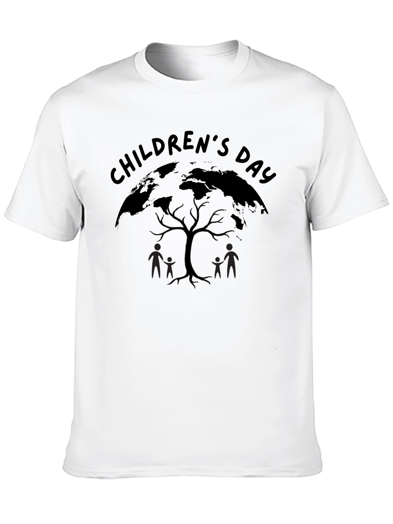 Childrens Day Globe Tree Black T-Shirt