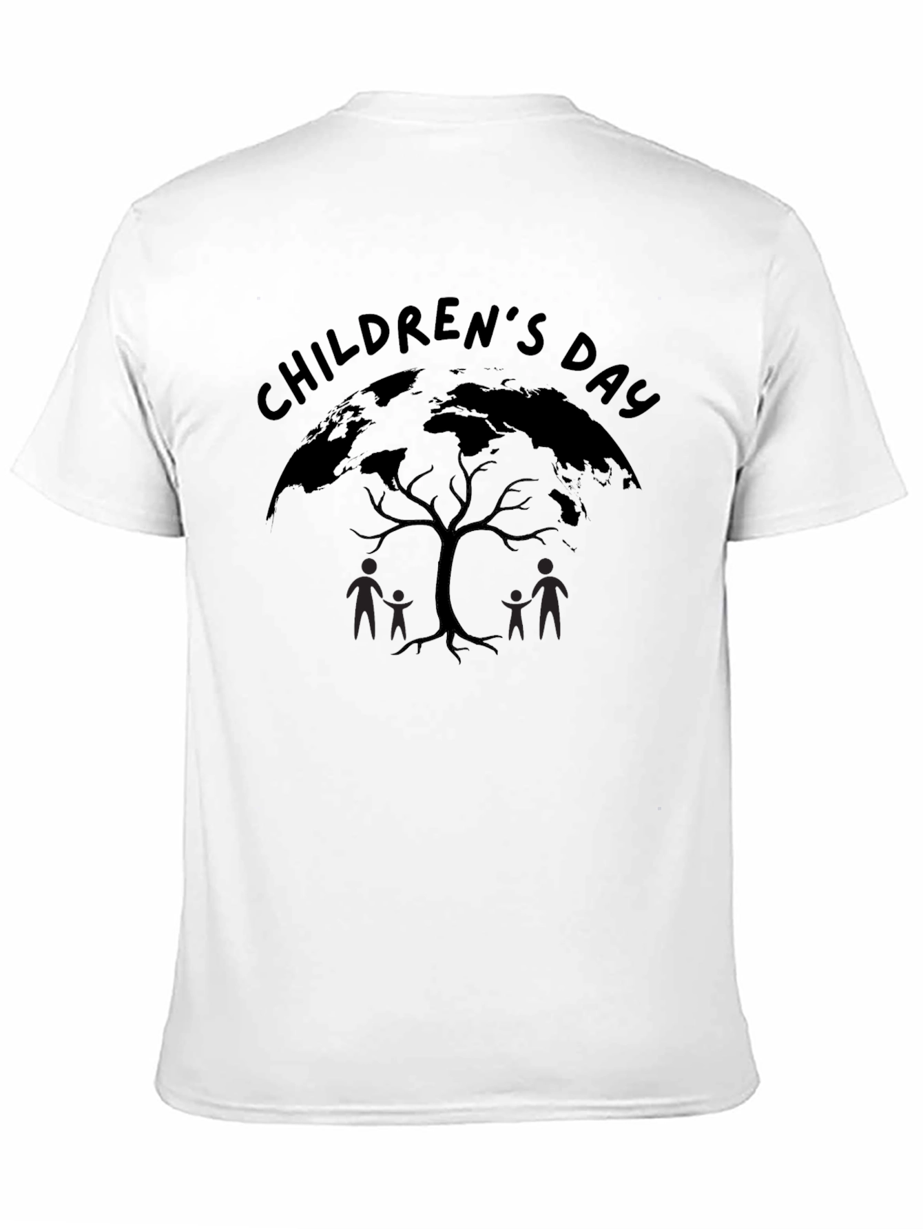 Childrens Day Globe Tree Black T-Shirt