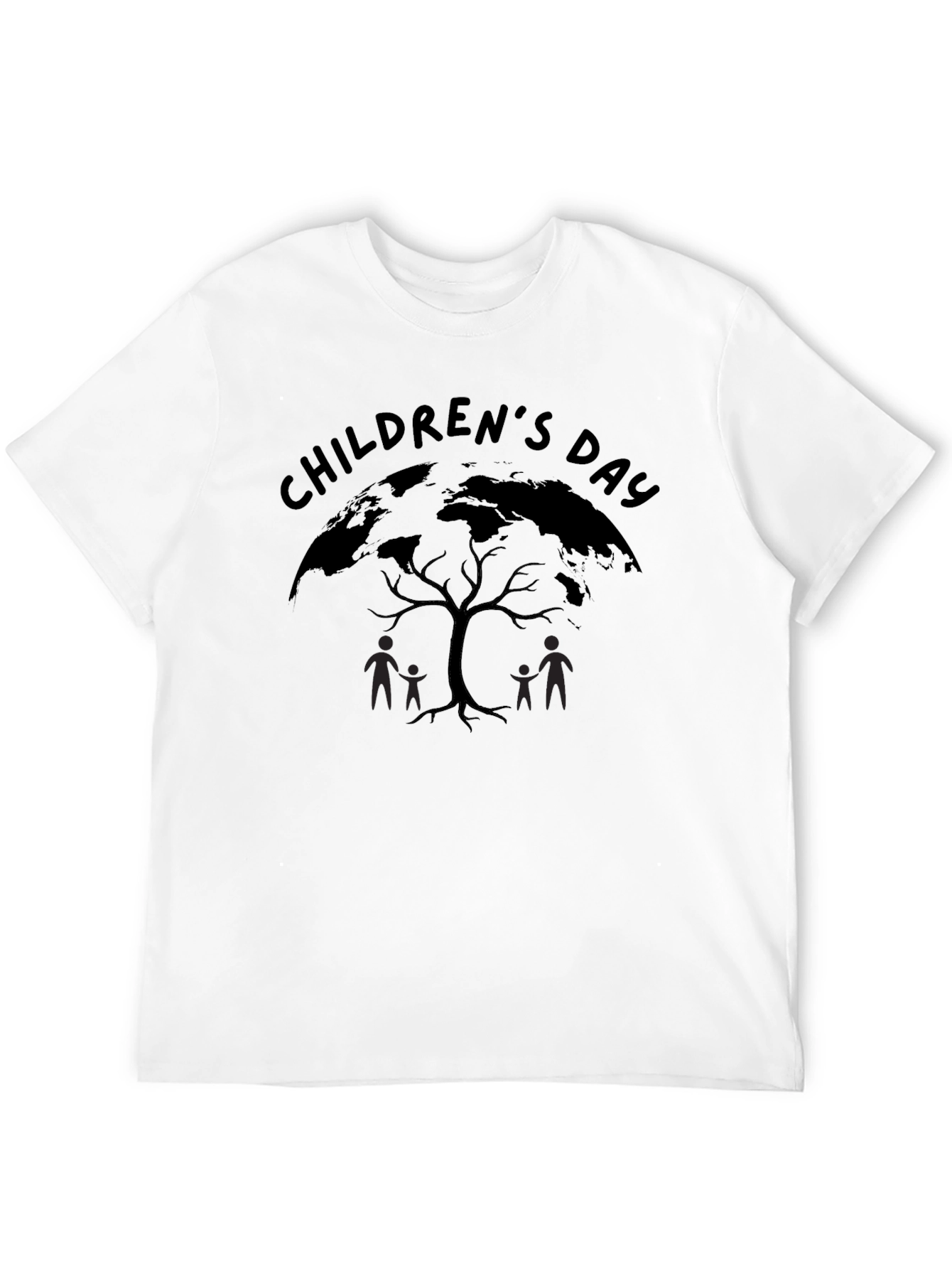 Childrens Day Globe Tree Black T-Shirt