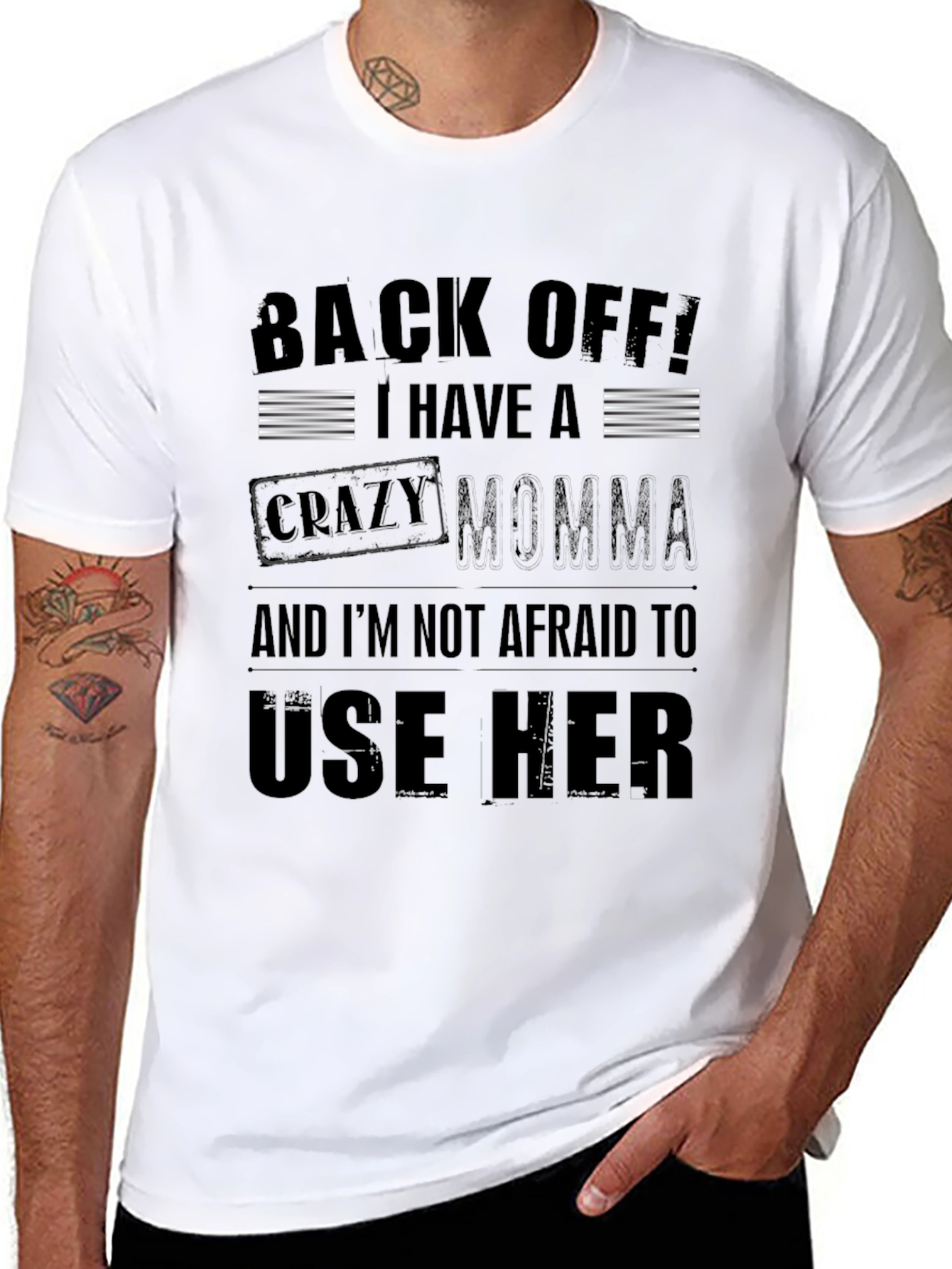 Back Off! Crazy Momma Mens T-Shirt