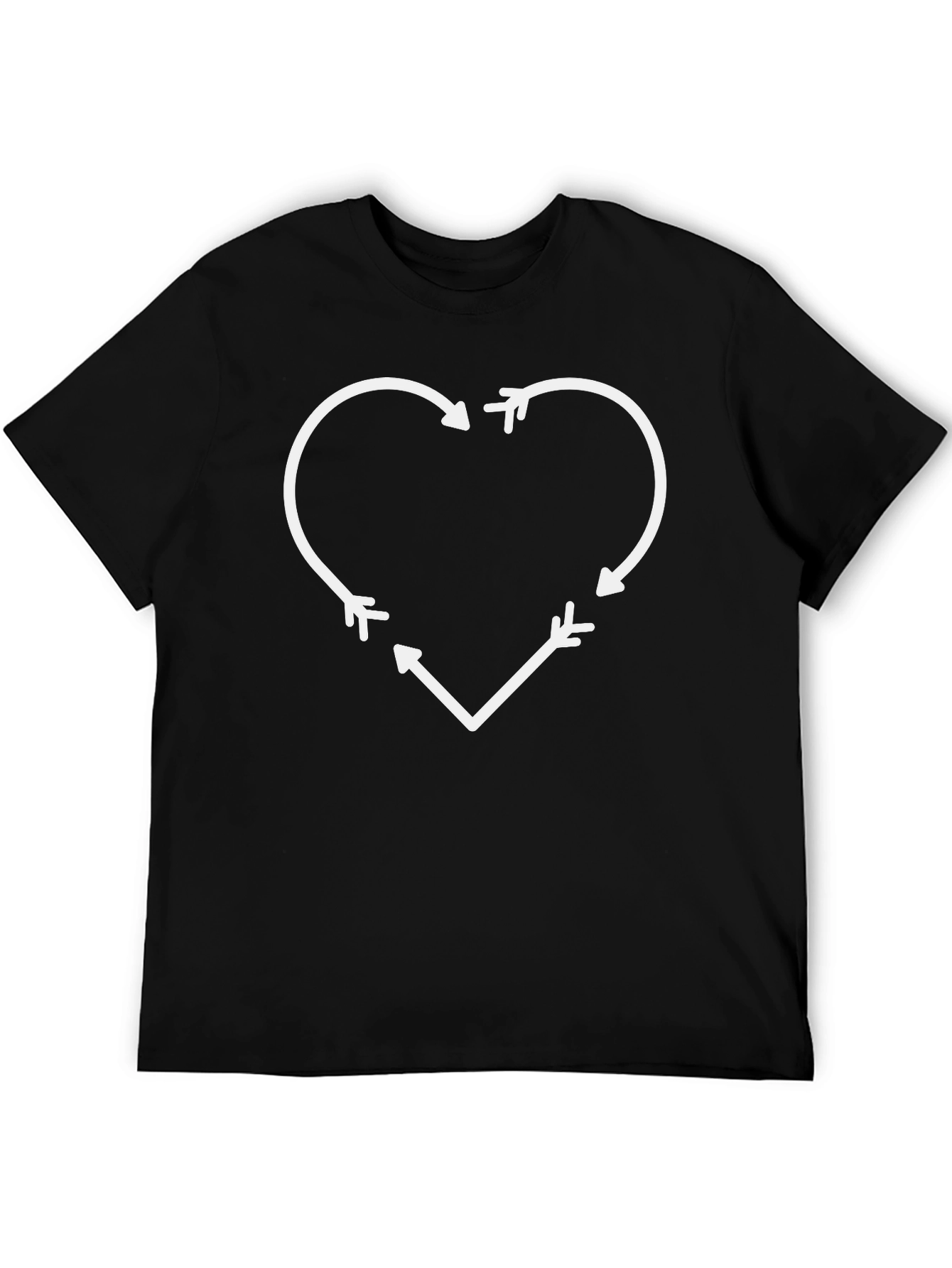 Heart Arrow Graphic T-Shirt - Black Cotton Casual Tee