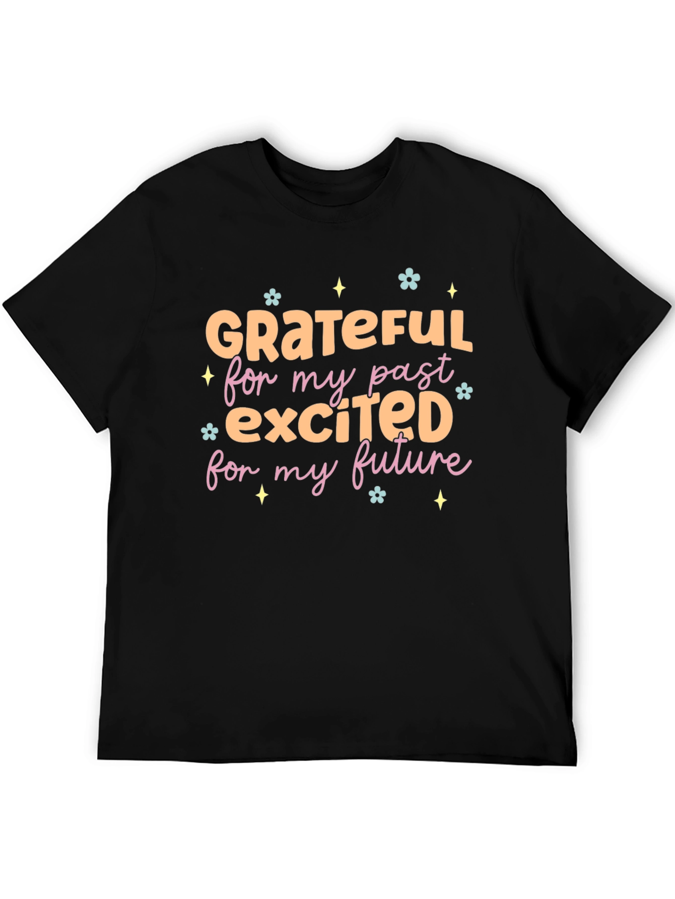 Grateful Past Excited Future Black Graphic Tee