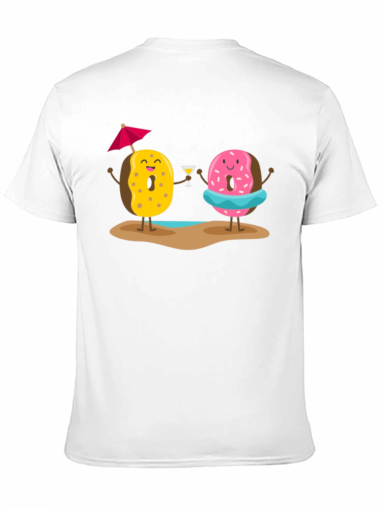 Donut Beach T-Shirt: Fun Summer Cartoon Graphic Tee