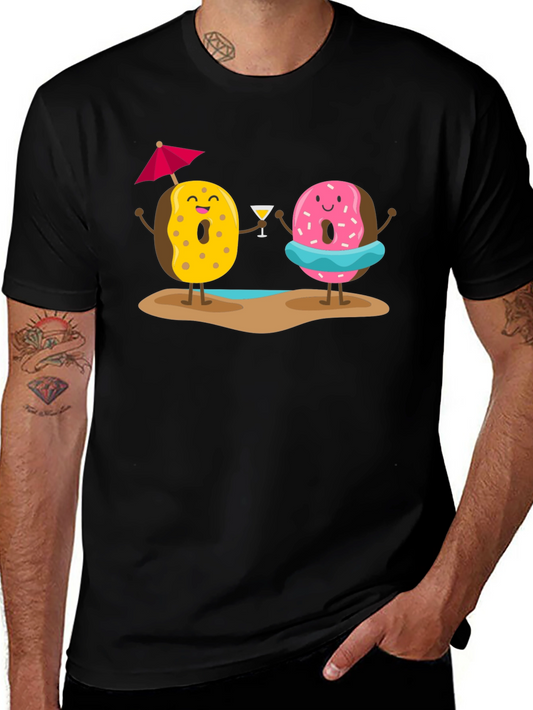 Donut Beach T-Shirt: Fun Summer Cartoon Graphic Tee