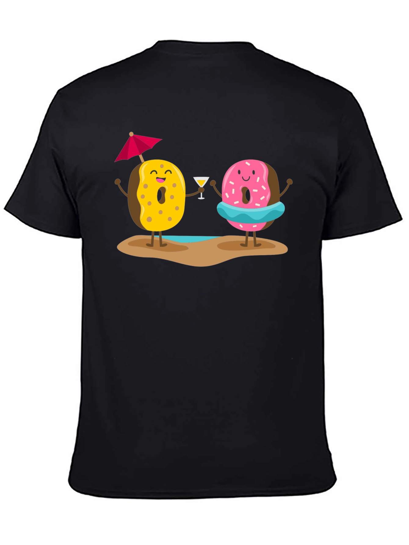 Donut Beach T-Shirt: Fun Summer Cartoon Graphic Tee