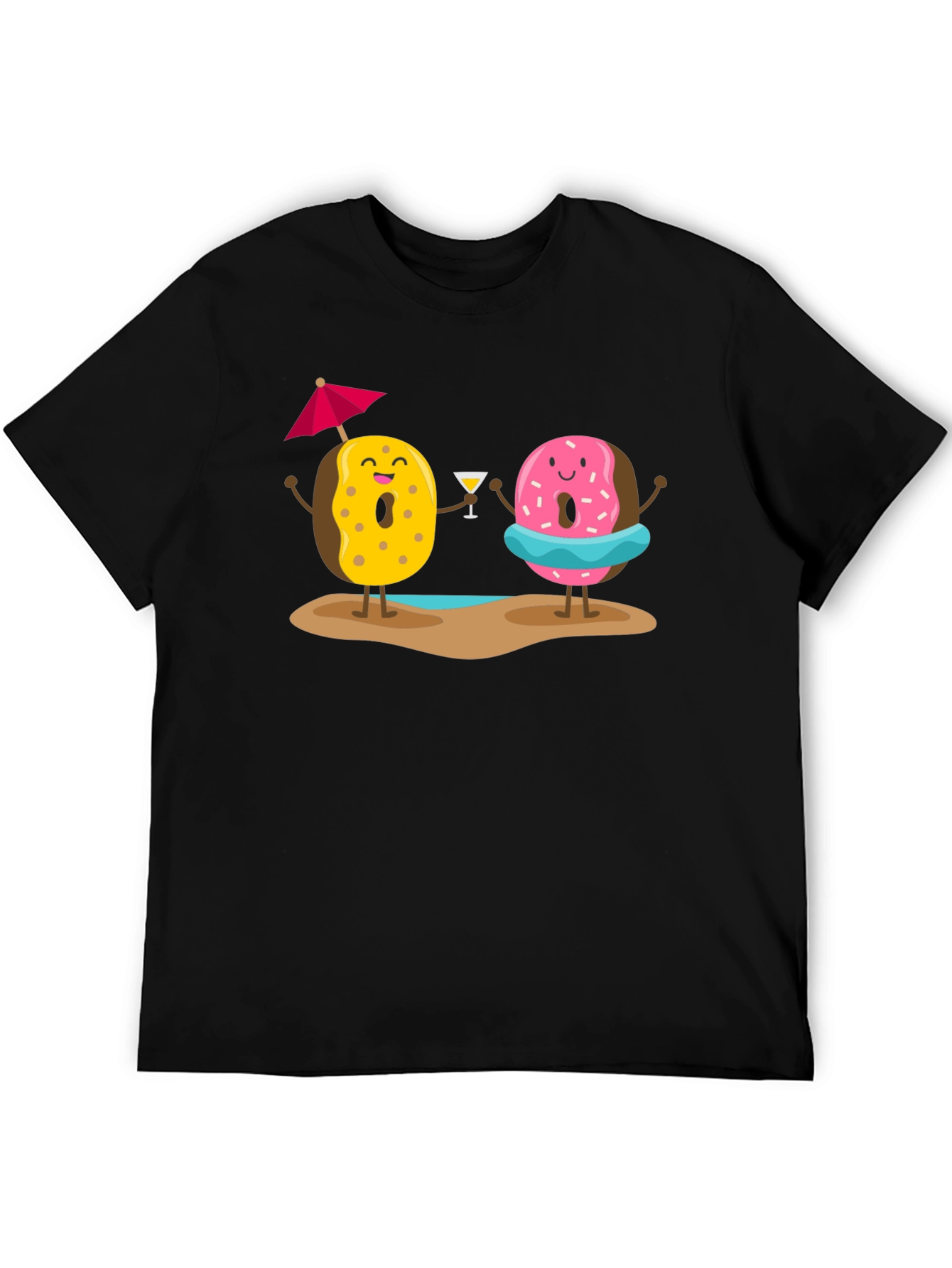 Donut Beach T-Shirt: Fun Summer Cartoon Graphic Tee