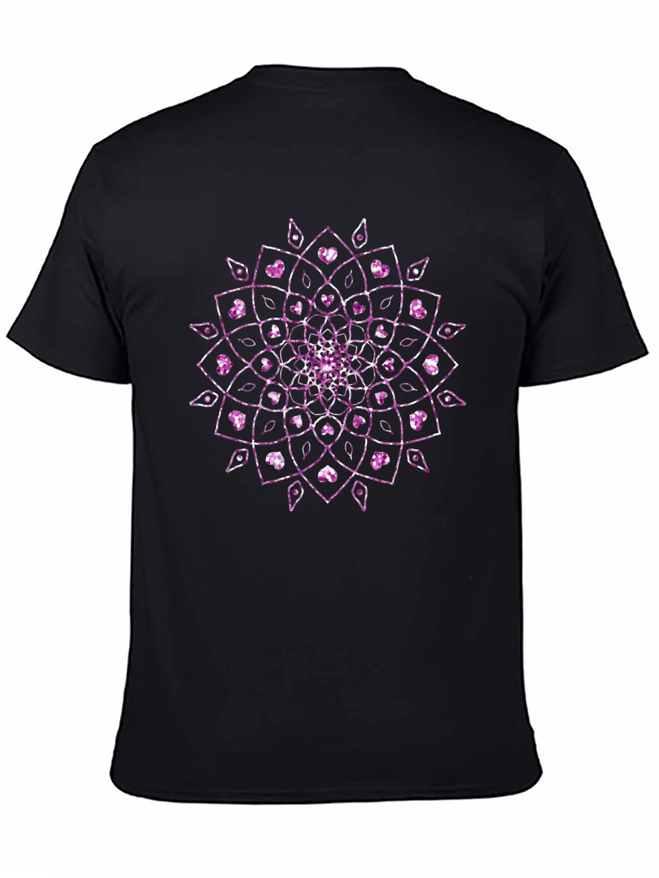 Mens Black T-Shirt with Purple Mandala Design