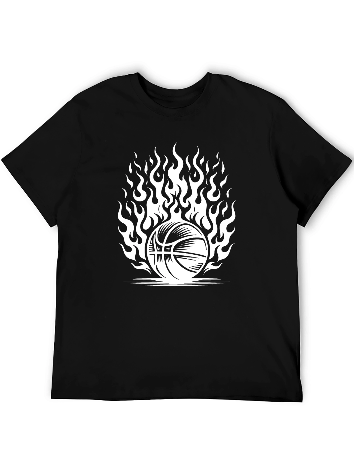 Flaming Basketball Graphic T-Shirt