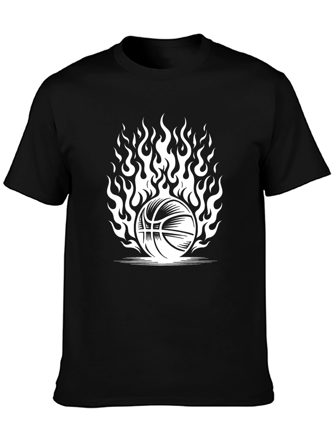 Flaming Basketball Graphic T-Shirt