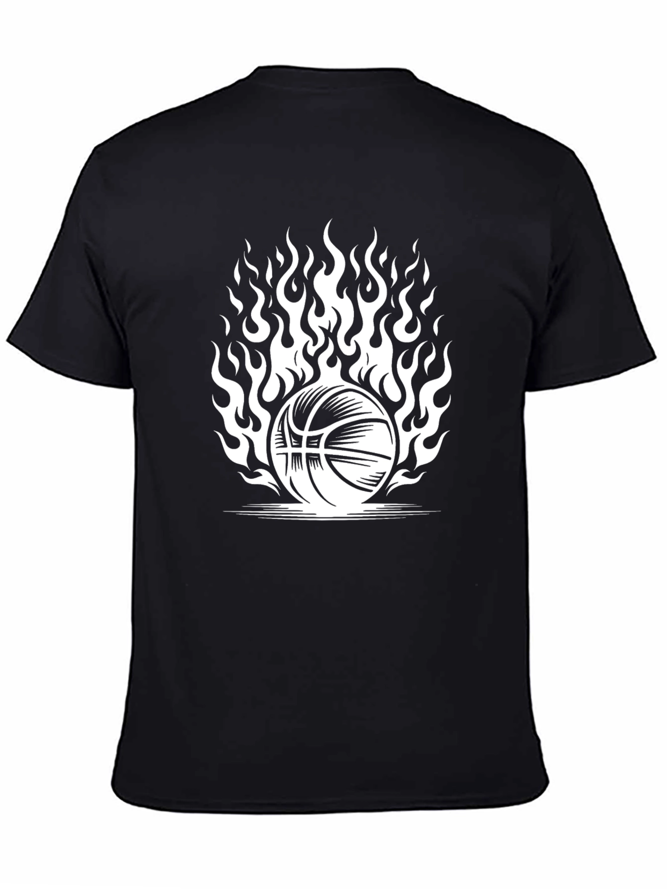 Flaming Basketball Graphic T-Shirt