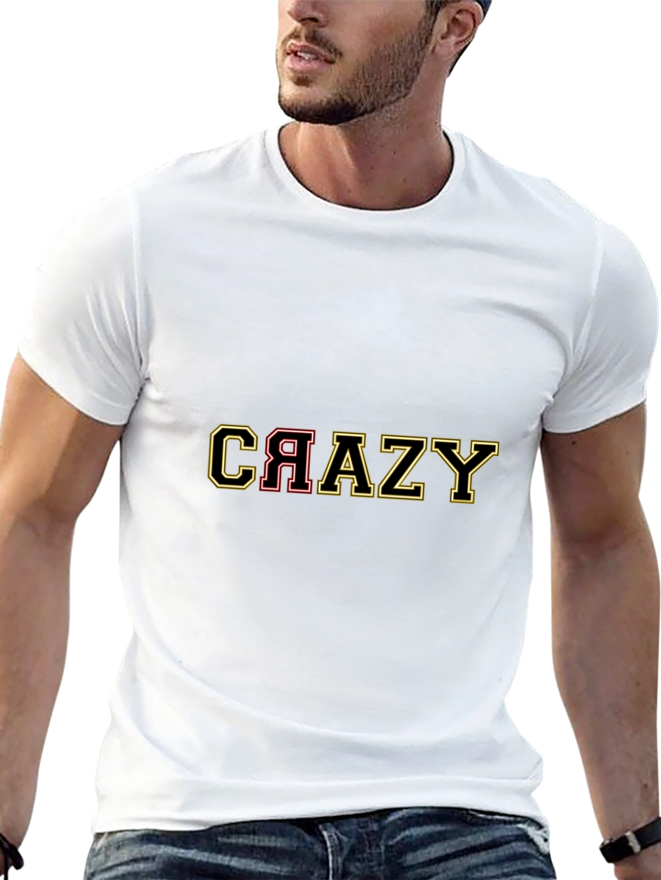 Crazy Graphic Print Black T-Shirt